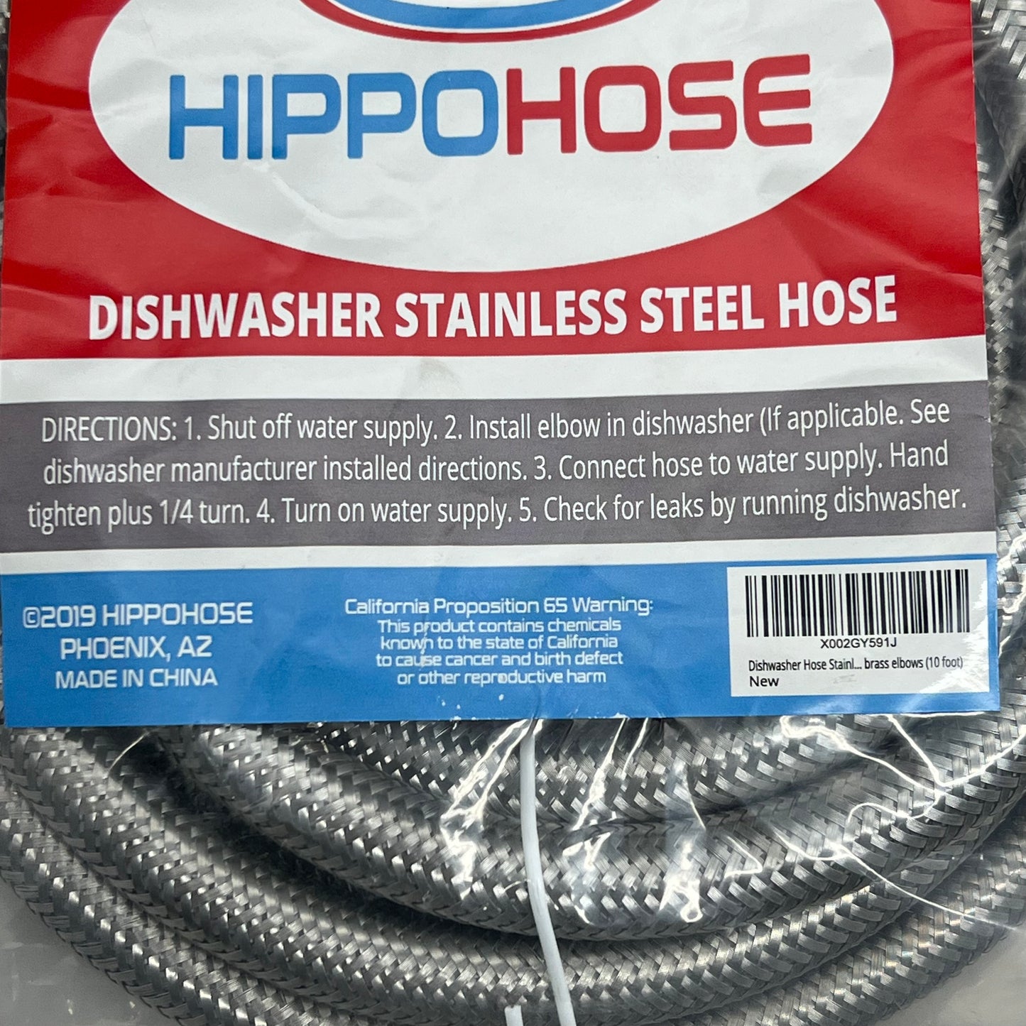 HIPPOHOSE Dishwasher Supply Lines Stainless Steel Female/Male Connections 10ft X002GY591J