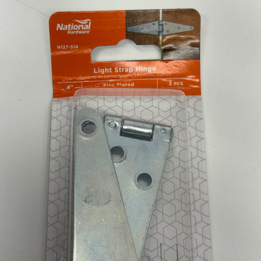 NATIONAL HARDWARE Light Strap Hinge Sz 4", Grey N127-514