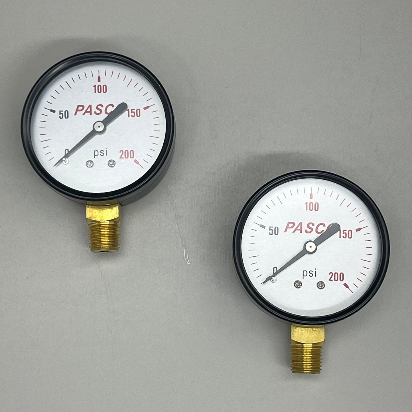 PASCO (2 PACK) 2-1/2" Pressure Gauge 1/4" MPT Brass Connection 200 PSI 1743