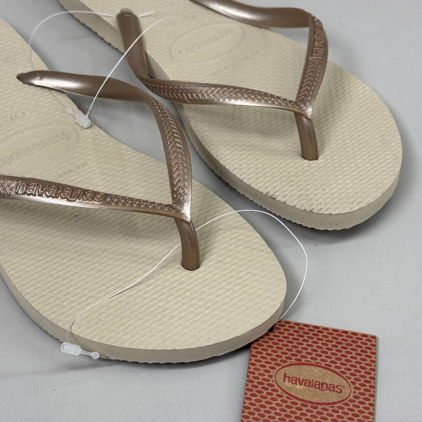 ZA@ HAVAIANAS High Quality Rubber Slim Flip Flops Non-Slip Women's 7/8 Sand Grey Light G