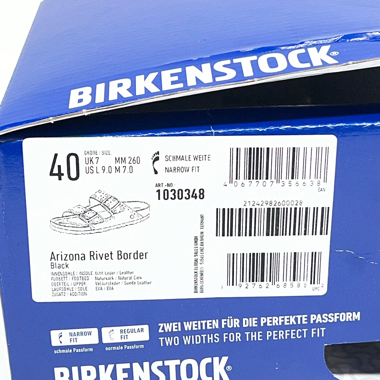 BIRKENSTOCK Arizona Rivets Suede Leather Cork-Latex Uk Sz 40 Black 103034B