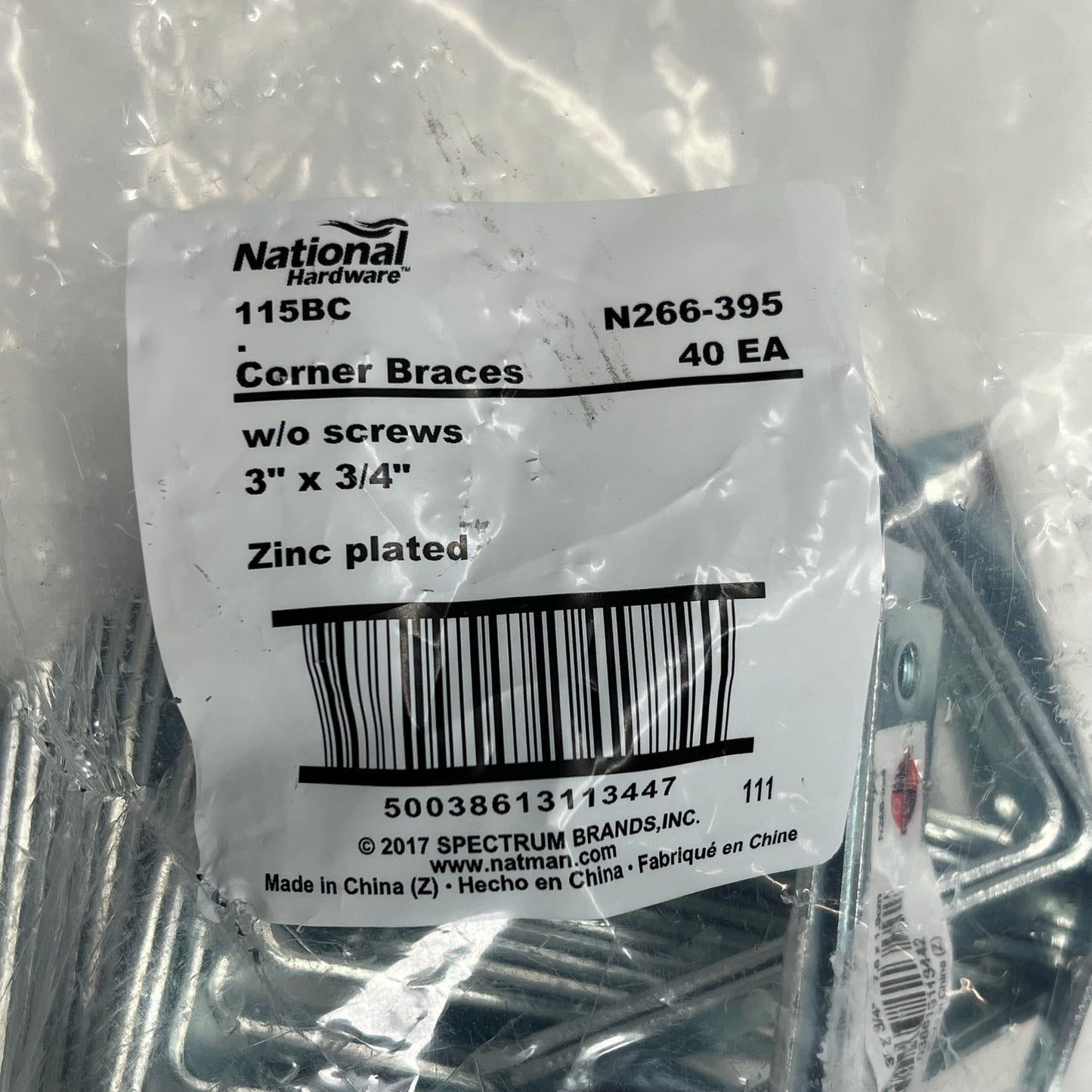 NATIONAL HARDWARE (40 PACK) Steel Corner Brace 3" Long X 3/4" Wide N266-395