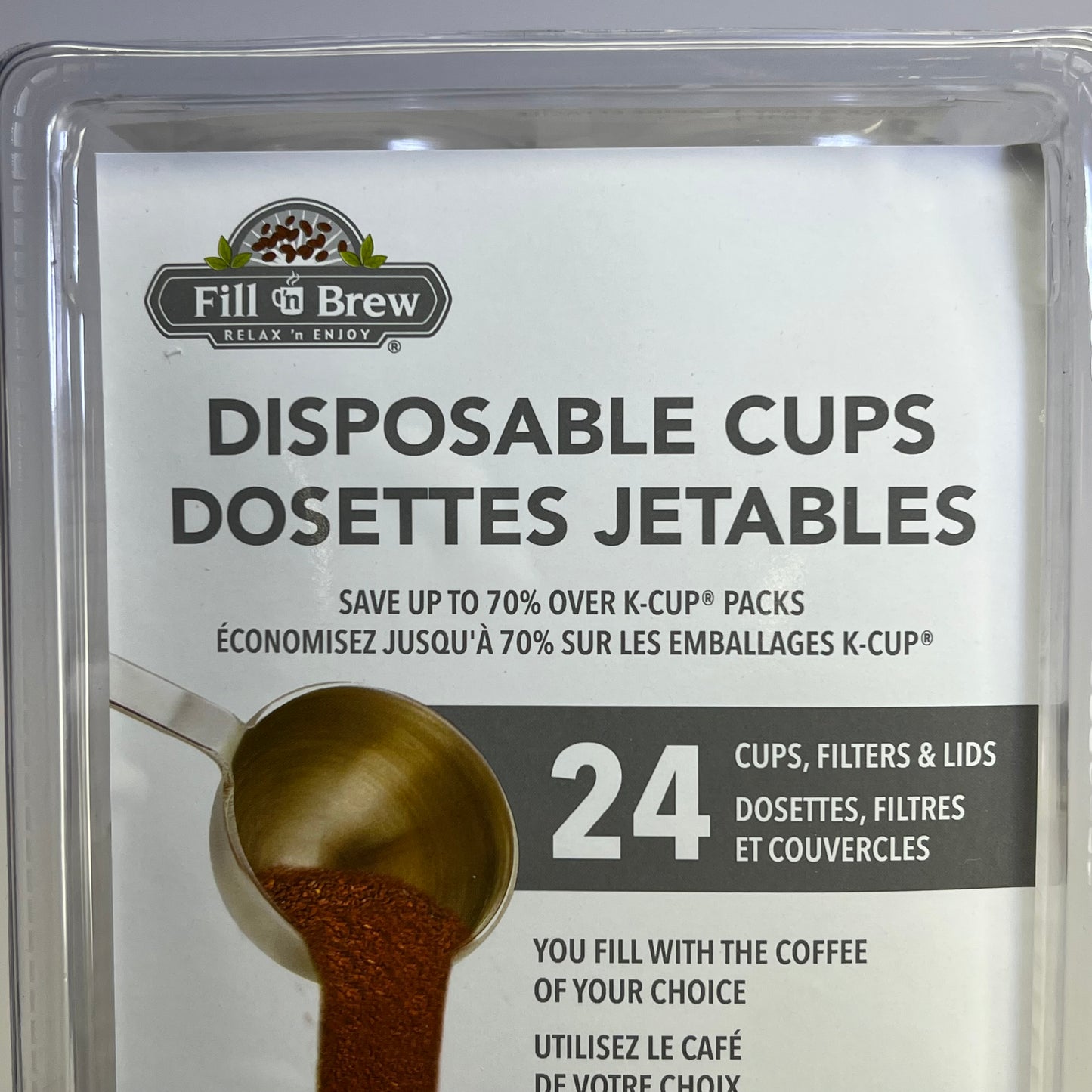 FILL 'N BREW (2 PACK, 24 EACH) Disposable Cups W/ Lids For Keurig White 16595