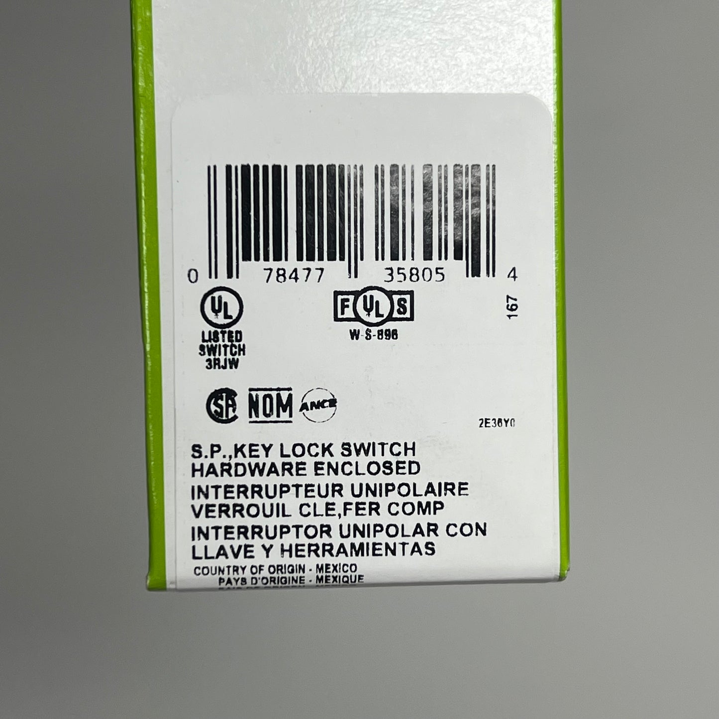LEVITON Locking Toggle Switch Single Pole Quiet Switch 20 AMP 1221-2WL