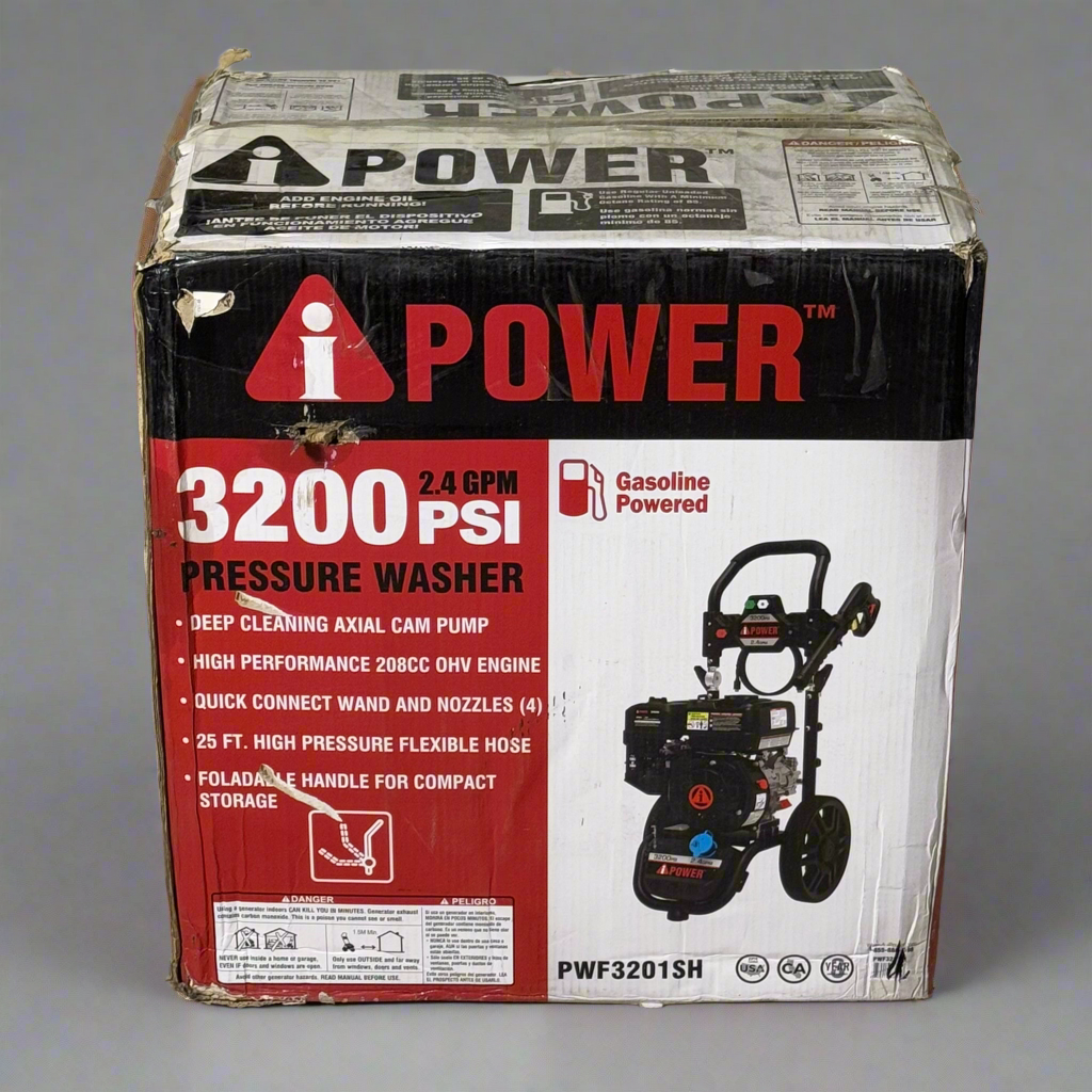 ZA@ POWER Pressure Washer 3200 PSI Deep Cleaning Axial Cam Pump PWF3201SH Sz 40”Hx17”Lx12”W (AS-IS, Used)