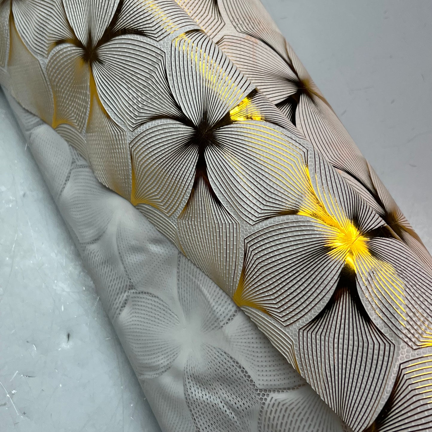 PVC Lace Dining Tablecloth Floral Pattern 54"x60' Clear/Gold