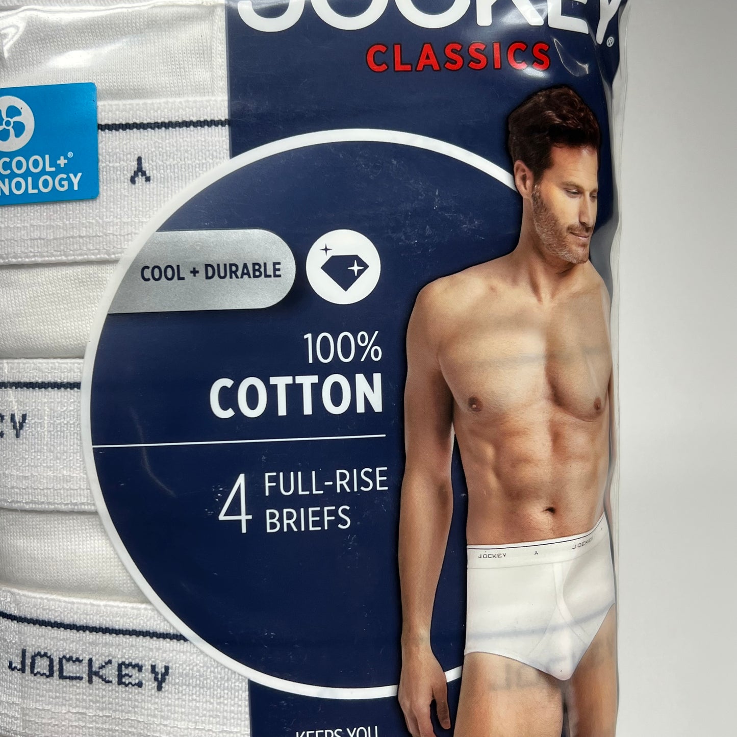 JOCKEY (4 PACK) Full Rise Brief's 100% Cotton Cool + Durable Men's Sz 44 White