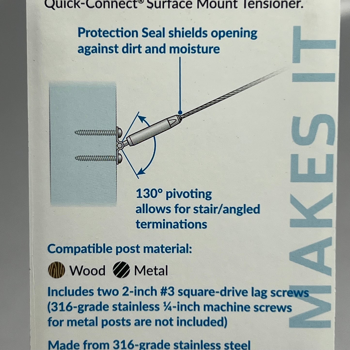 CABLERAIL Quick-connect 1/8" Grey 9903W-PKG