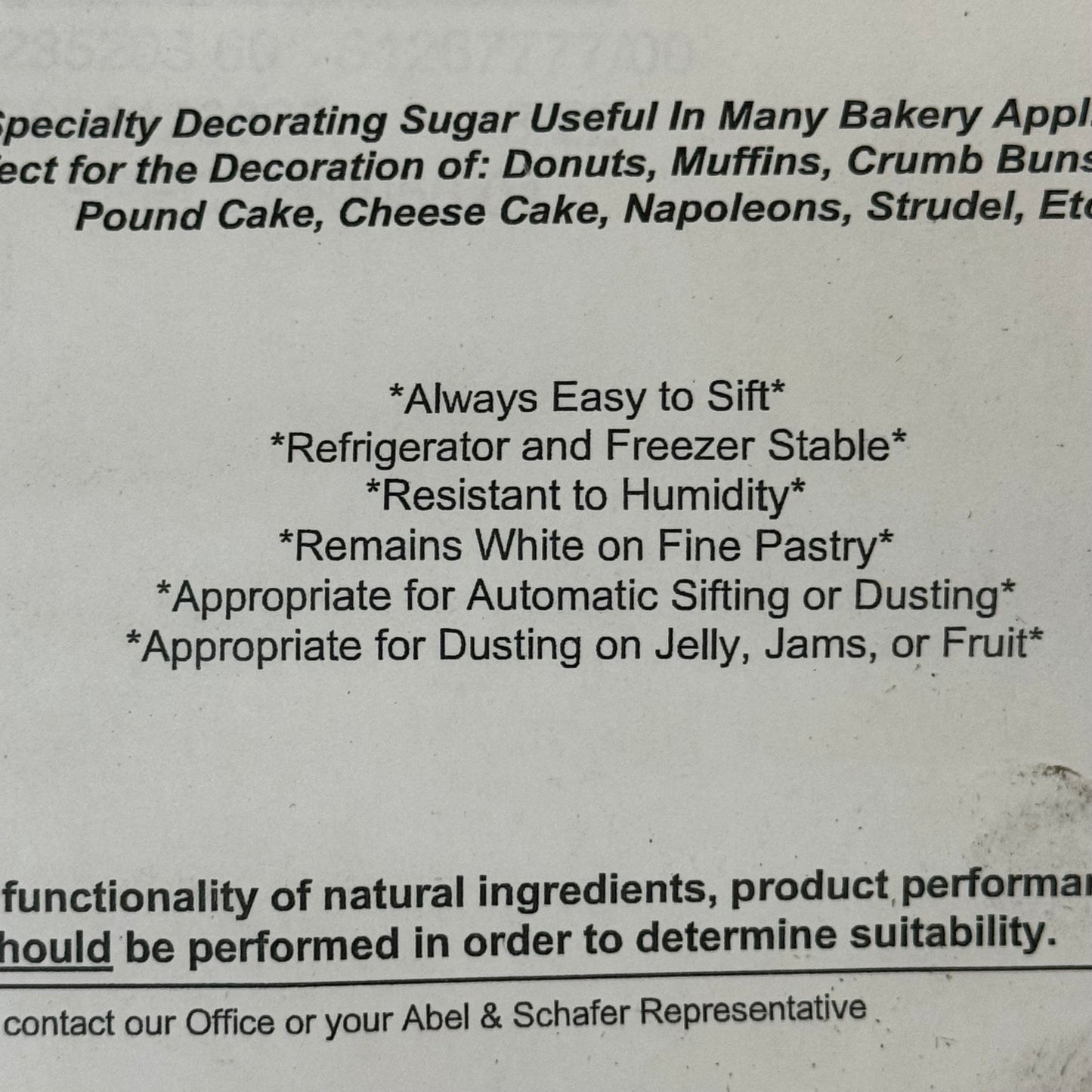 ABEL & SCHAFER Sweet New Snow Decorating Sugar 50Lbs 63076.01 Exp 01/25 (New)