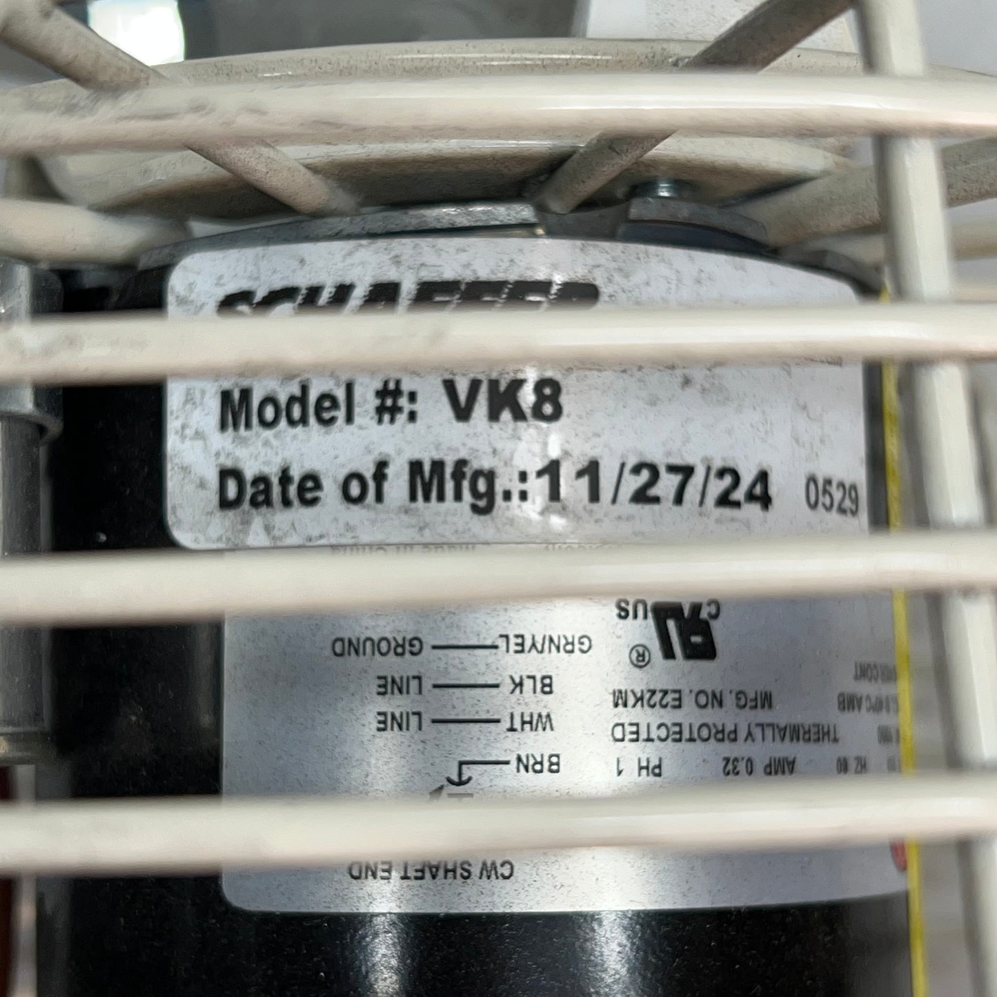 SCHAEFER Versa-Kool Circulation Fan W/ Tapered Guards Cord & Mount 8" - 450 CFM (Used)