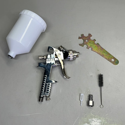 TRU-FLATE Full-Size HVLP Spray Gun-HF  600cc Hopper Sz Clear/Chrome TRFL25575