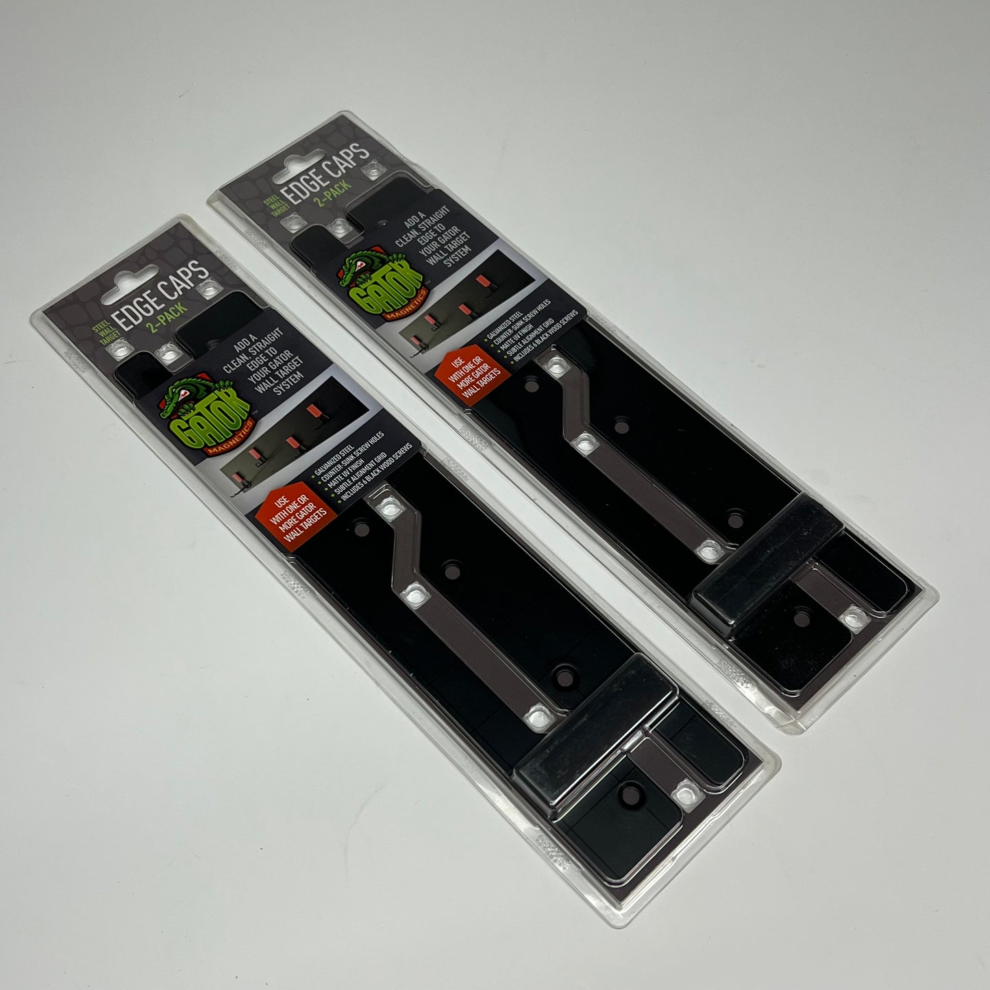 GATOR (2 PACK) Steel Edge Caps for Magnetic Wall 12”Hx1.5”Wx0.06”D Black 500076