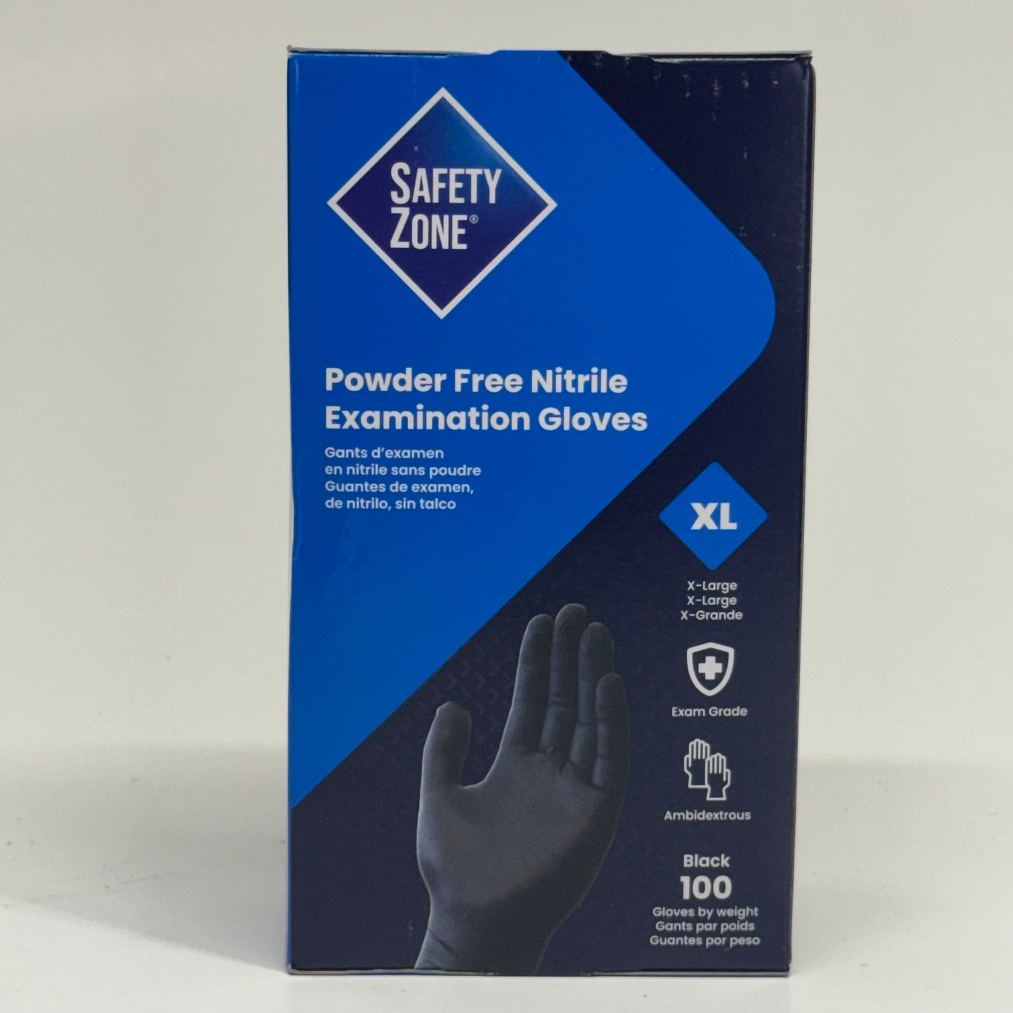 SAFETY ZONE (1000 Gloves) Powder Free Nitrile Examination Gloves Sz XL, Black GNPR-XL-BK