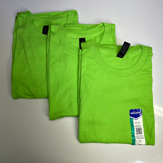 ZA@ GILDEN (3 PACK) Heavy Cotton Adult T-Shirt Unisex Sz XL Lime Green