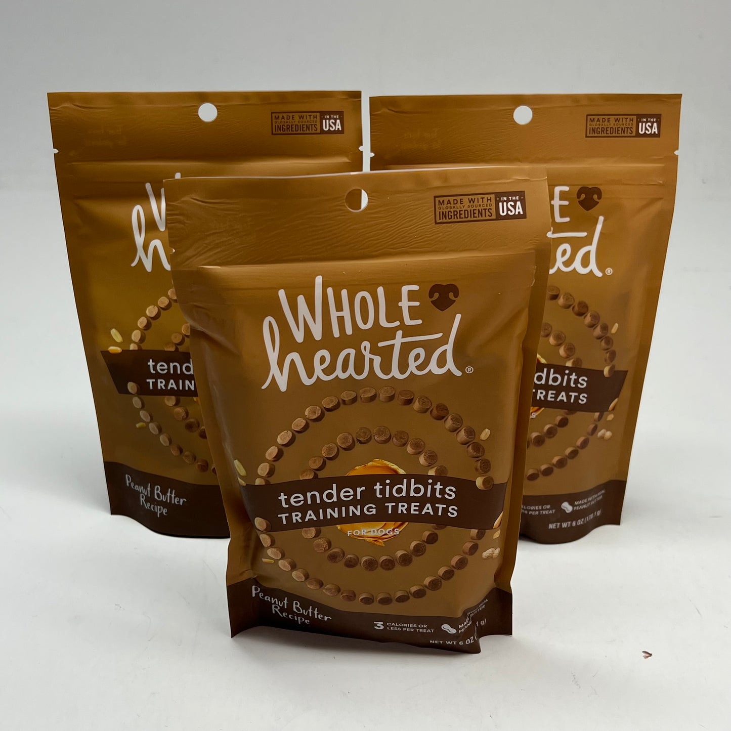 ZA@ WHOLE HEARTED (3 PACK) Tender Tidbits Training Treats Peanut Butter Recipe 6oz BB 11/27