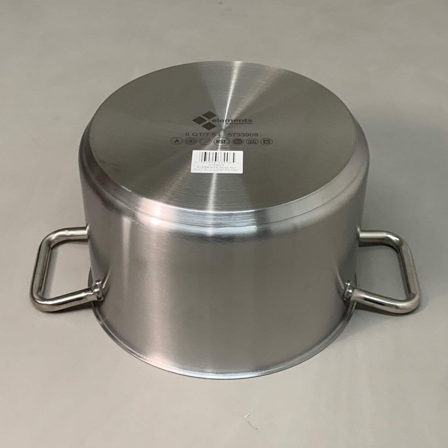 BROWNE ELEMENTS Stock Pot 8qt/Cover SS NSF 5733908 (New)