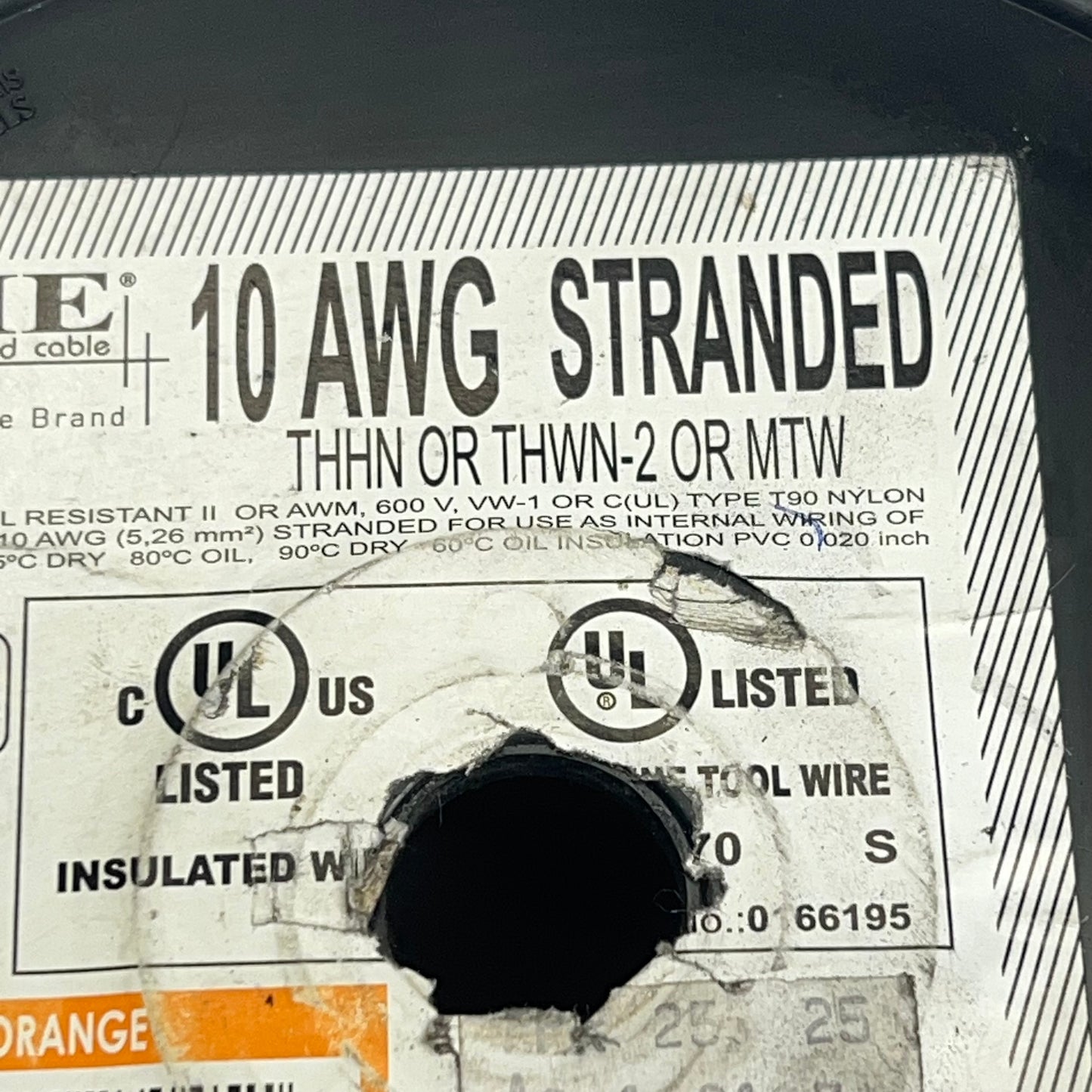 CME Stranded Insulated Tool Wire Mtv Applications  10 AWG 500' 600 V  Orange