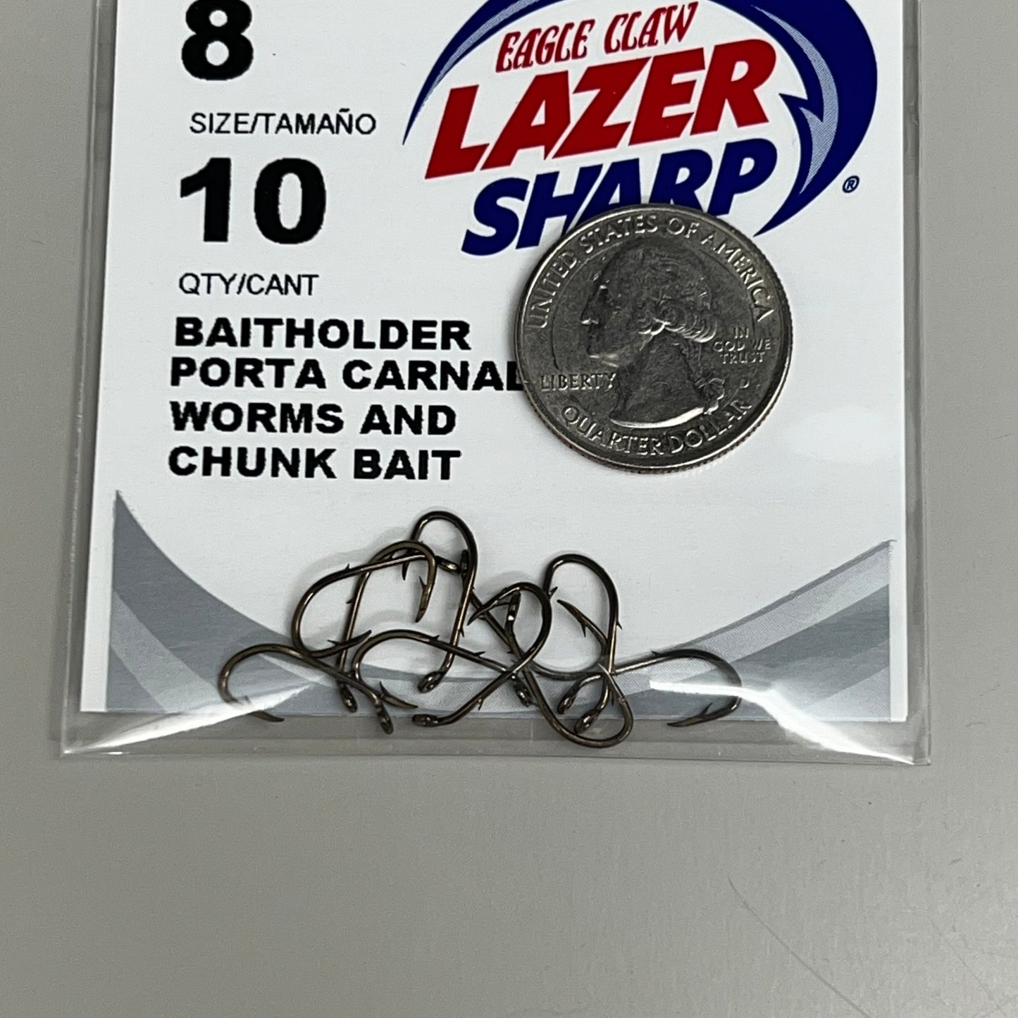 EAGLE CLAW (5 PACK) Sharp Worms & Chunk Baitholder Hook Bronze #8 10pc L181G-8