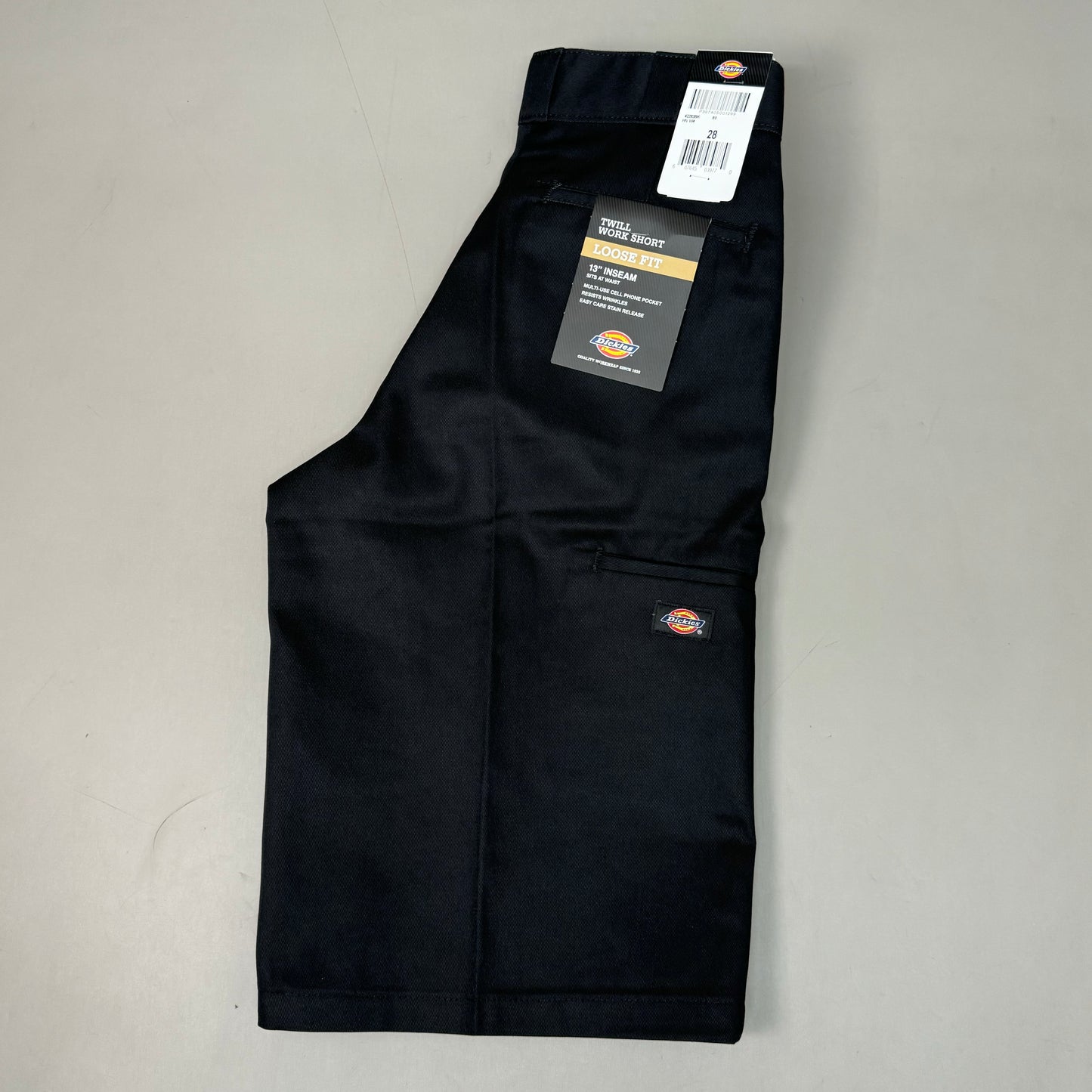 DICKIES Loose Fit Twill Work Shorts 13" Inseam Men's Sz 28 Black 42283BK