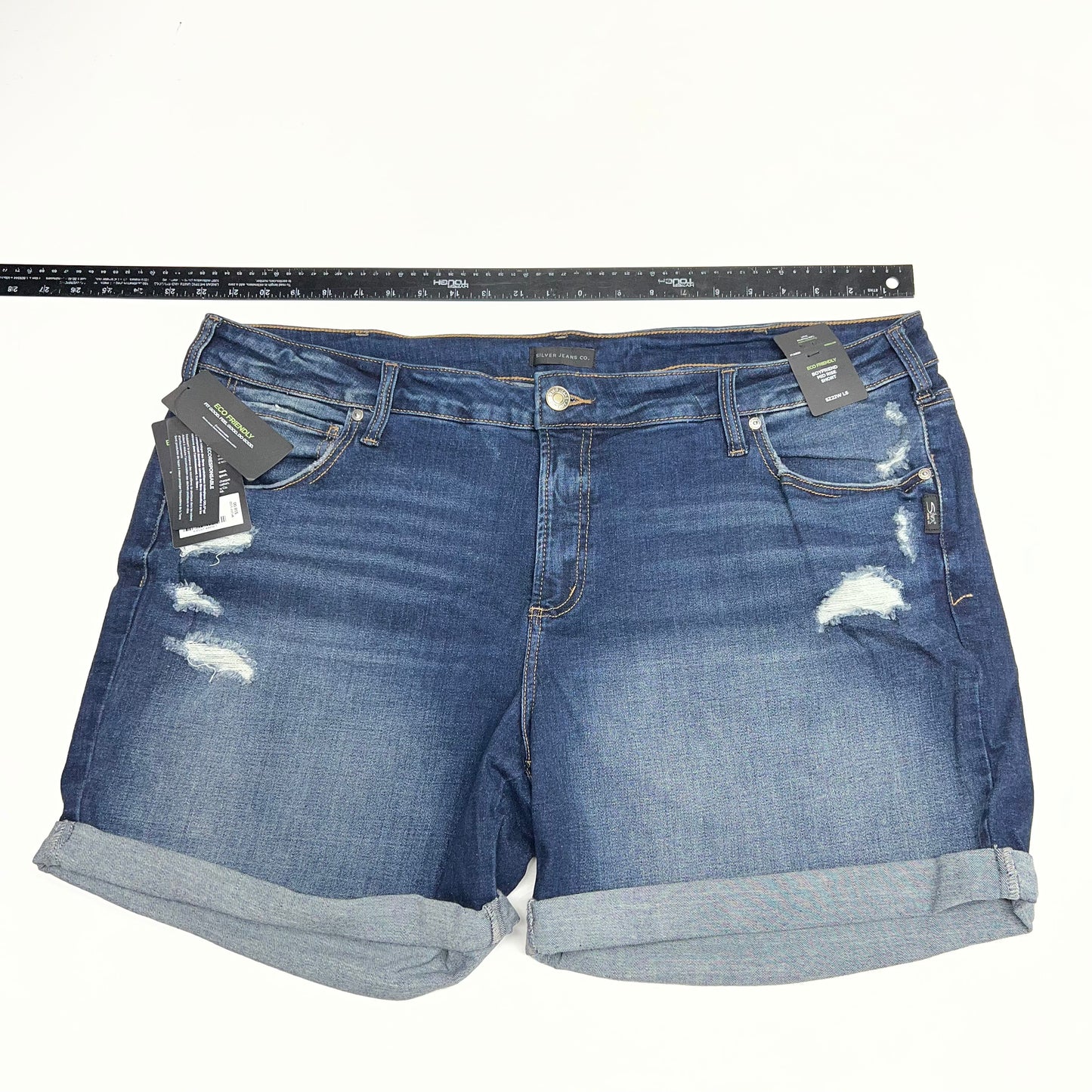 SILVER JEANS CO. Boyfriend Mid Rise Short Women's Sz 22W/6 Indigo W53608ECF428
