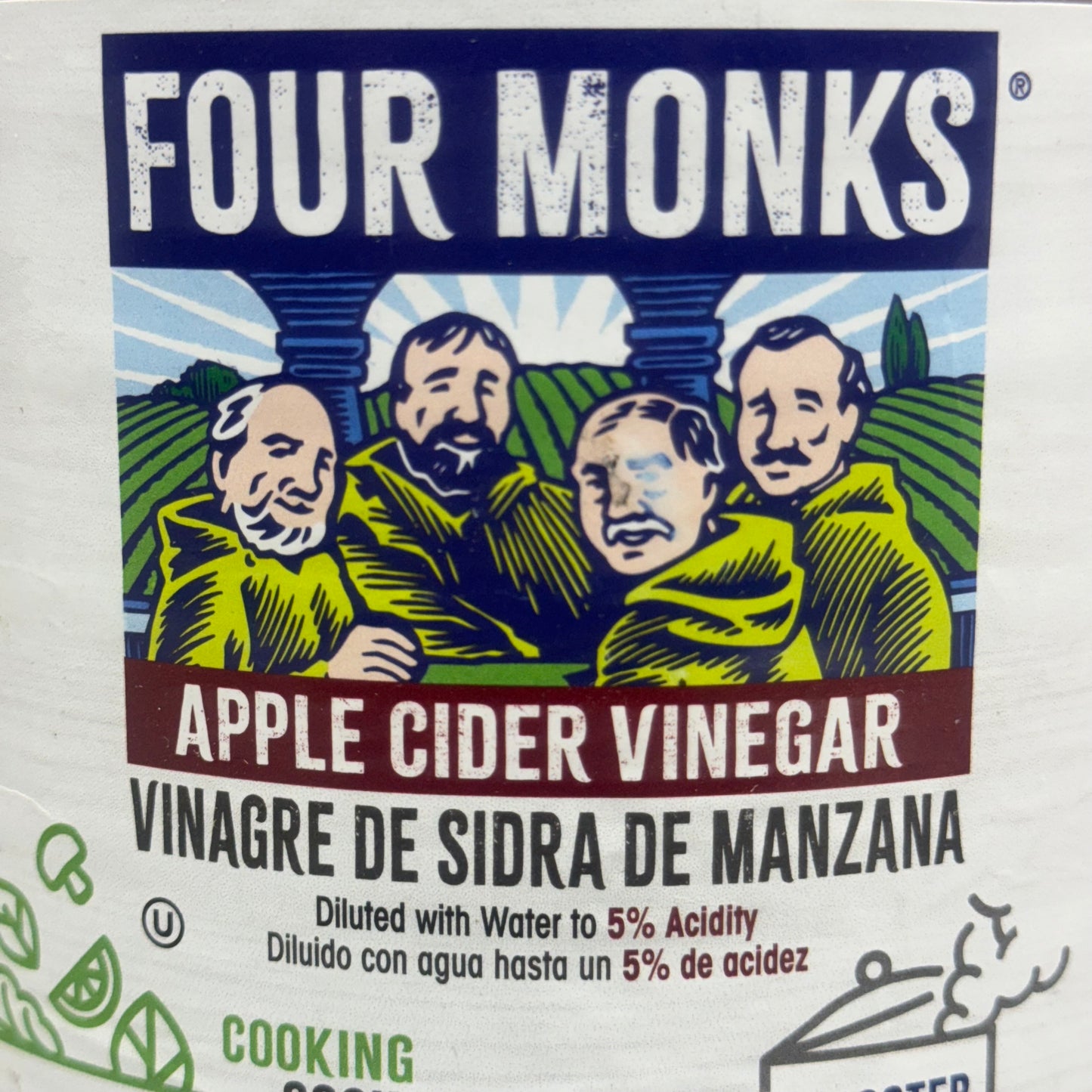 FOUR MONKS 2PK Apple Cider Vinegar 1 Gal. BB: 07/26