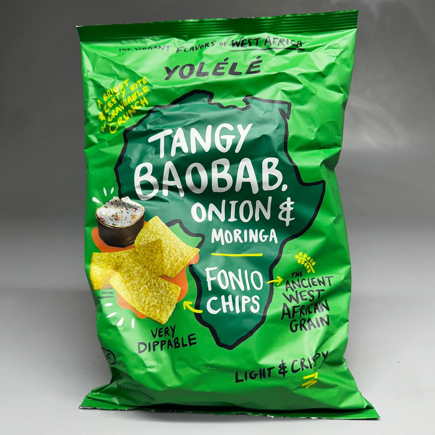 ZA@ YOLELE Tangy Baobab Onion & Moringa Fonio Chips (9 PACK) 5 oz BB 11/24