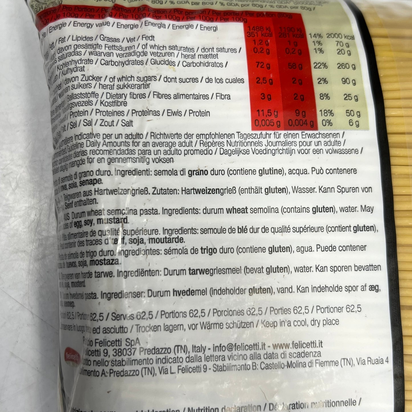 ZA@ FELICETTI ORIGINALE (2 PACK) Italian Spaghetti Pasta 10 Lb. BB 04/27