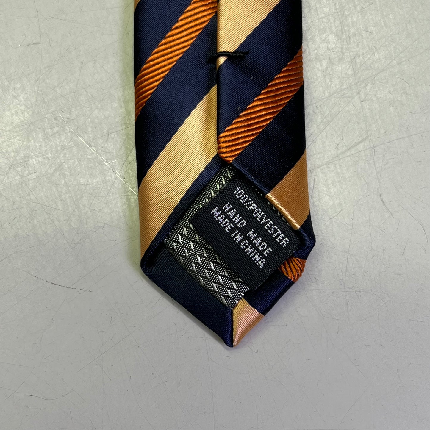 ALEXANDER JULIAN COLOURS Slanted Design Tie 64" Orange/Navy Blue (Pre-Owned)