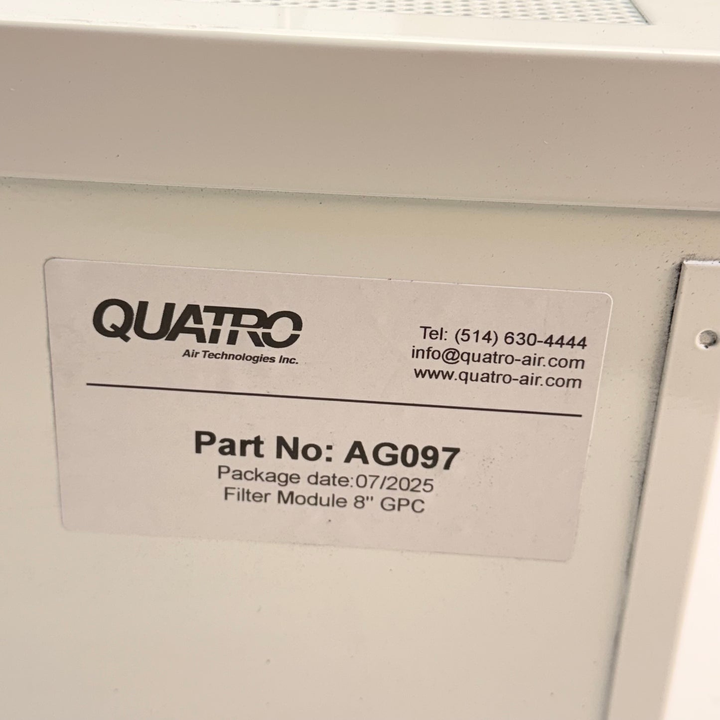 QUATRO AG097 Chemical Filter Module 8" GPC 15 x 12 x 8 in White