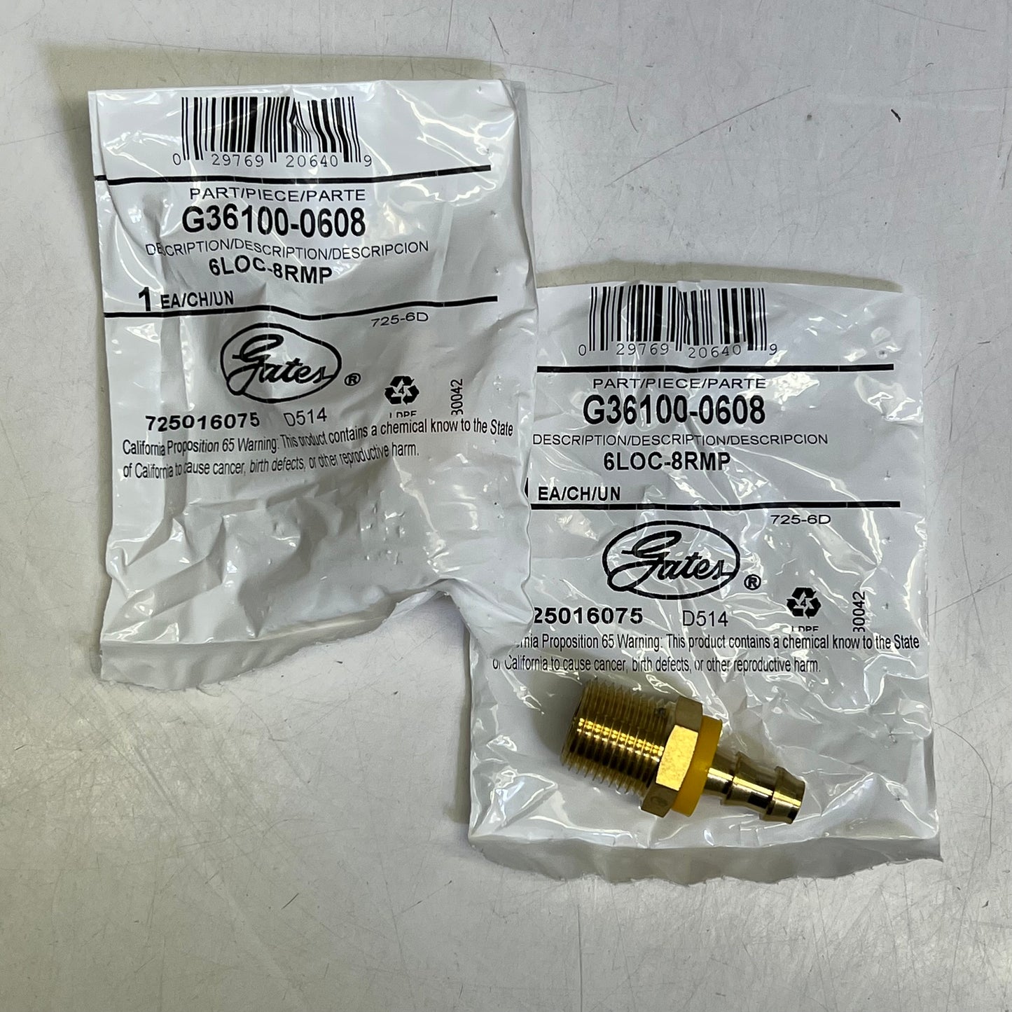 GATES (2 PACK) Brass Male Pipe W/ Cone Seat Lock-on Field Attachable G36100-0608