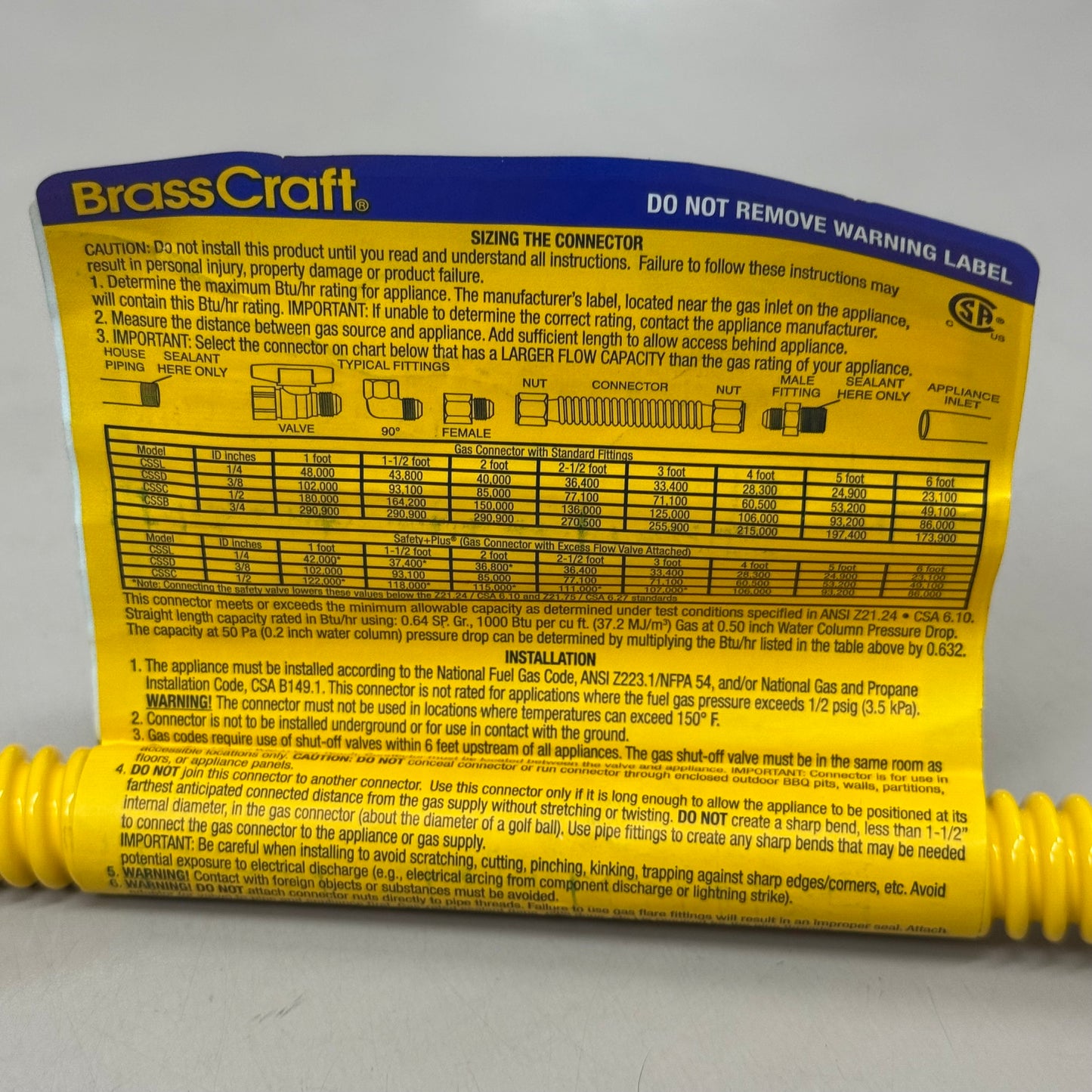 BRASSCRAFT Coated Gas Appliance Connector 1/2" OD X 24" CSSD4K-24