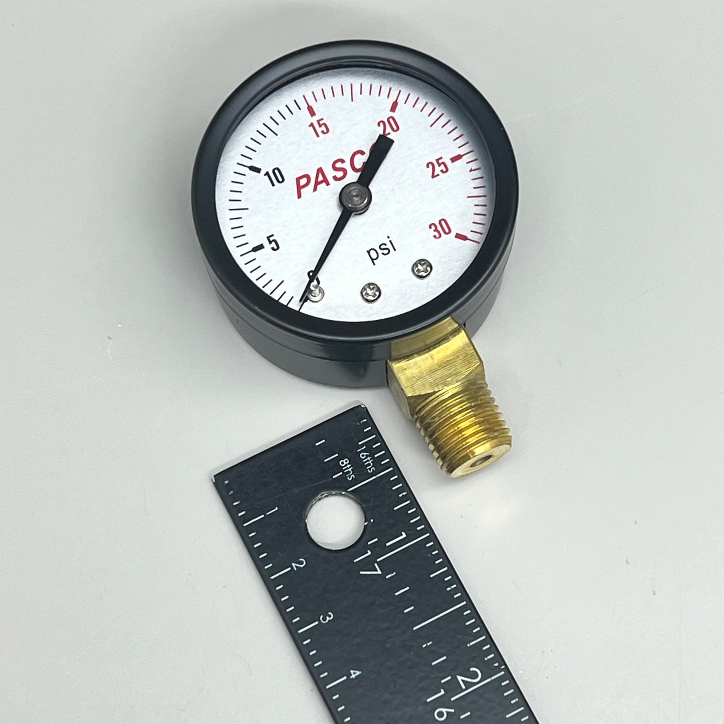 PASCO (2 PACK) Pressure Gauge 1/4" MPT Brass Connection 2" 30PSI Steel Enclosure 1727