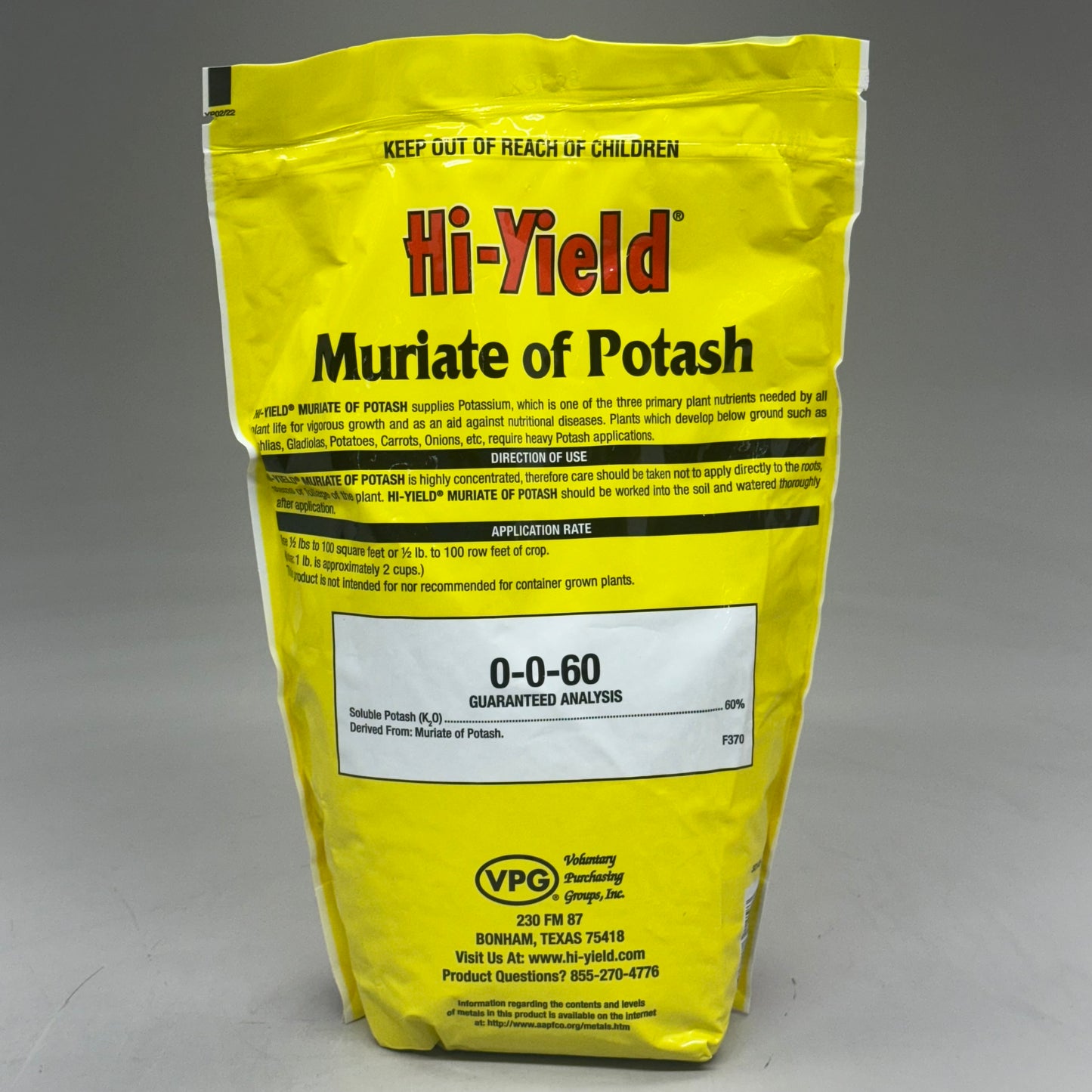 HI-YIELD Muriate Of Potash 0-0-60 (4 POUNDS) Covers 800 Sq Ft 32145