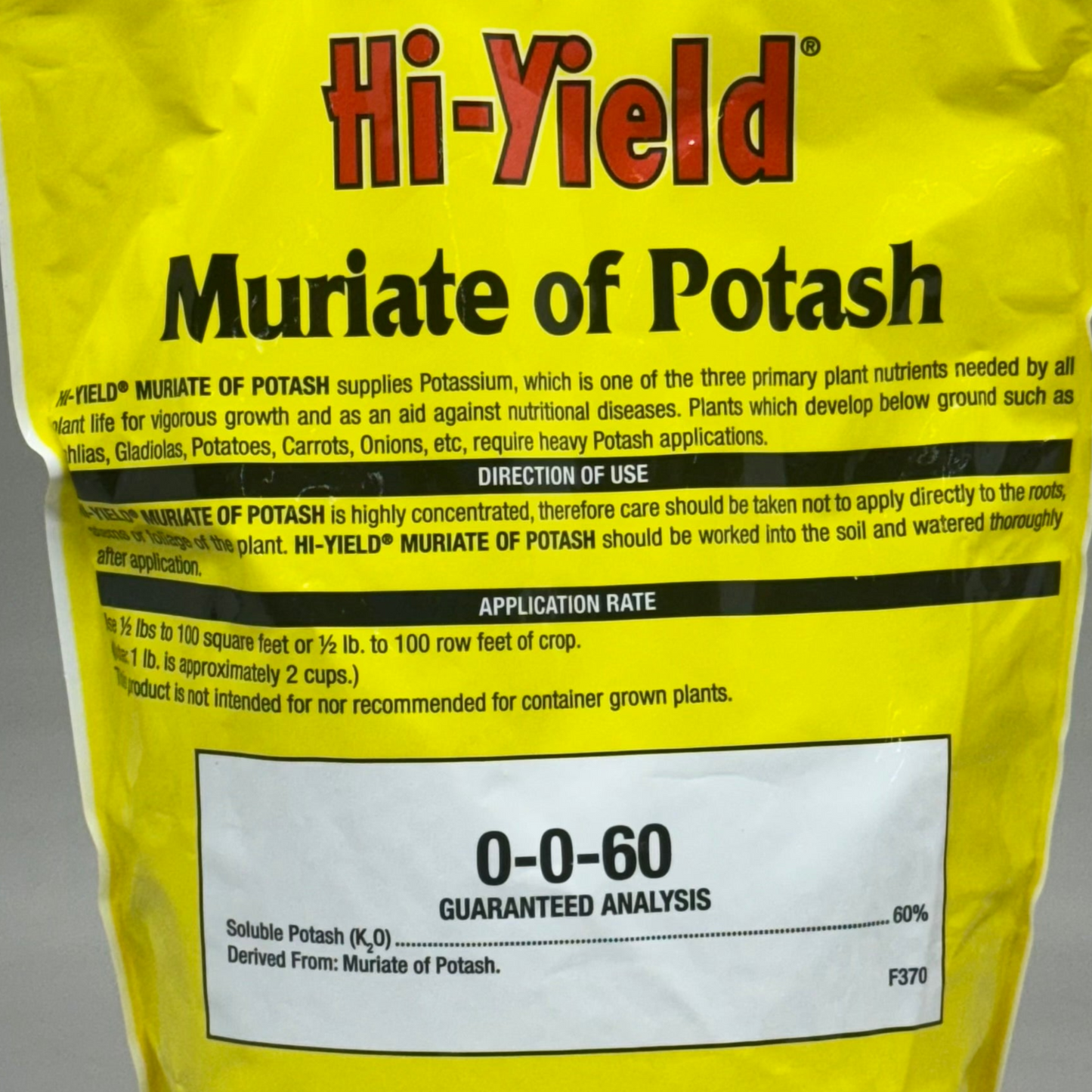 HI-YIELD Muriate Of Potash 0-0-60 (4 POUNDS) Covers 800 Sq Ft 32145