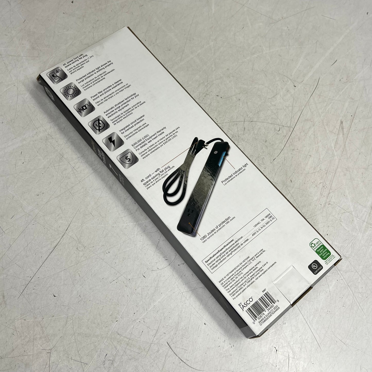 GENERAL ELECTRIC Jasco Ultra Pro Surge Protector 7 Outlet 4' Cord Black 5597