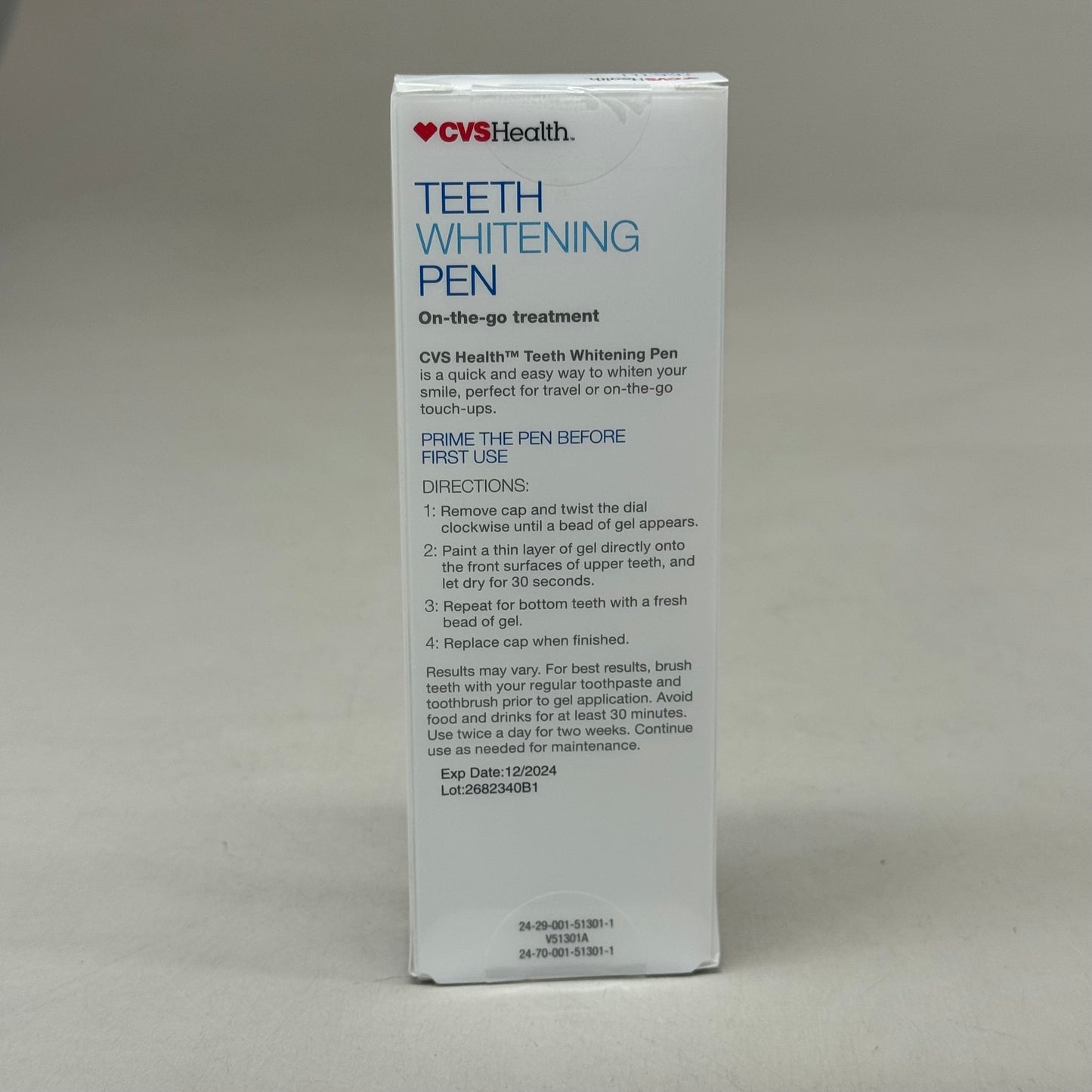 ZA@ CVS HEALTH Teeth Whitening Pen 24 per box White BB 07/25 C