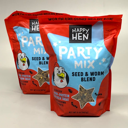 HAPPY HEN (2 PACK) Party Mix Seed & Worm Blend High Protein 2 lbs 855297003261