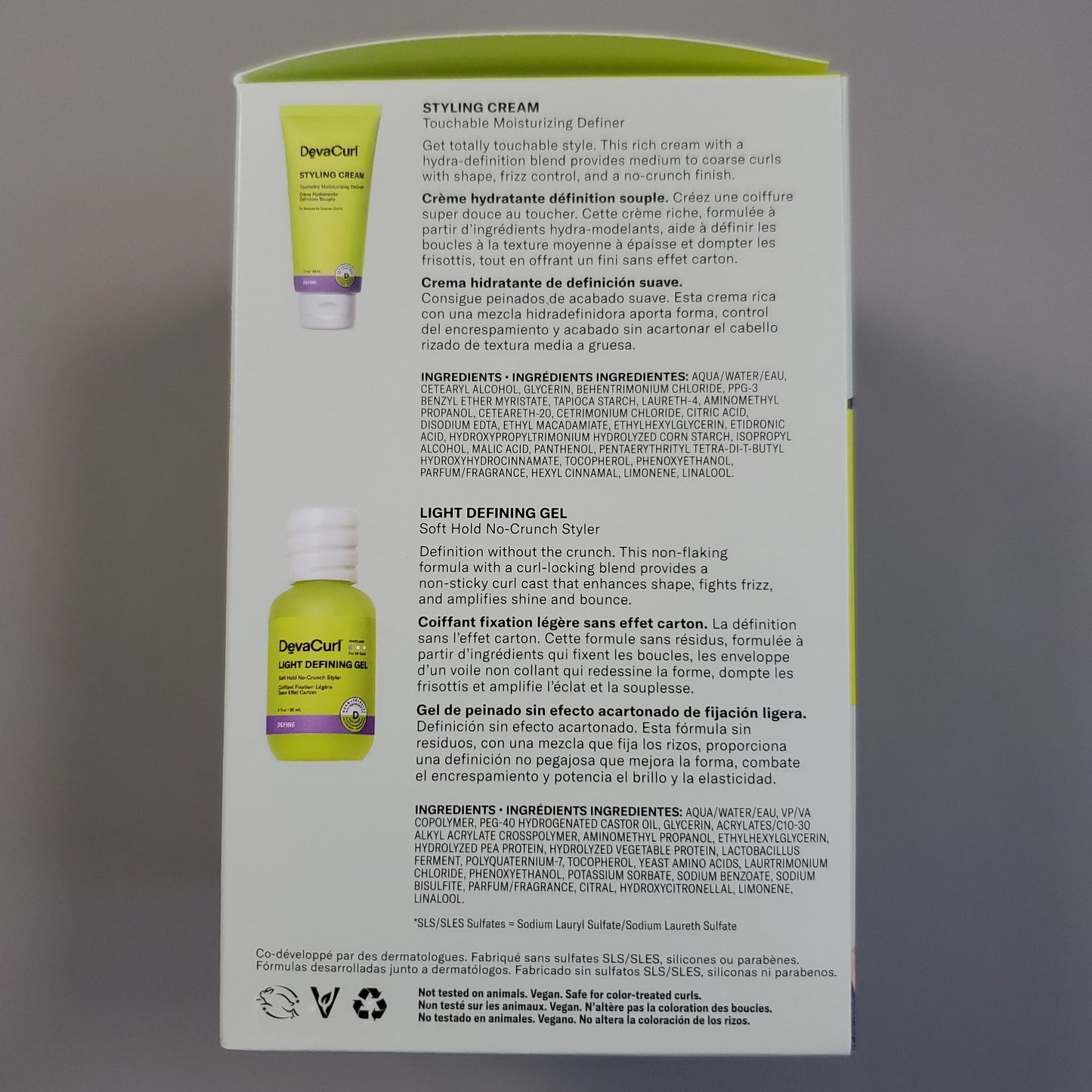 ZA@ DEVACURL The Essential Starter Kit No-Poo, One Condition, Styling Cream, Defining Gel (New) B