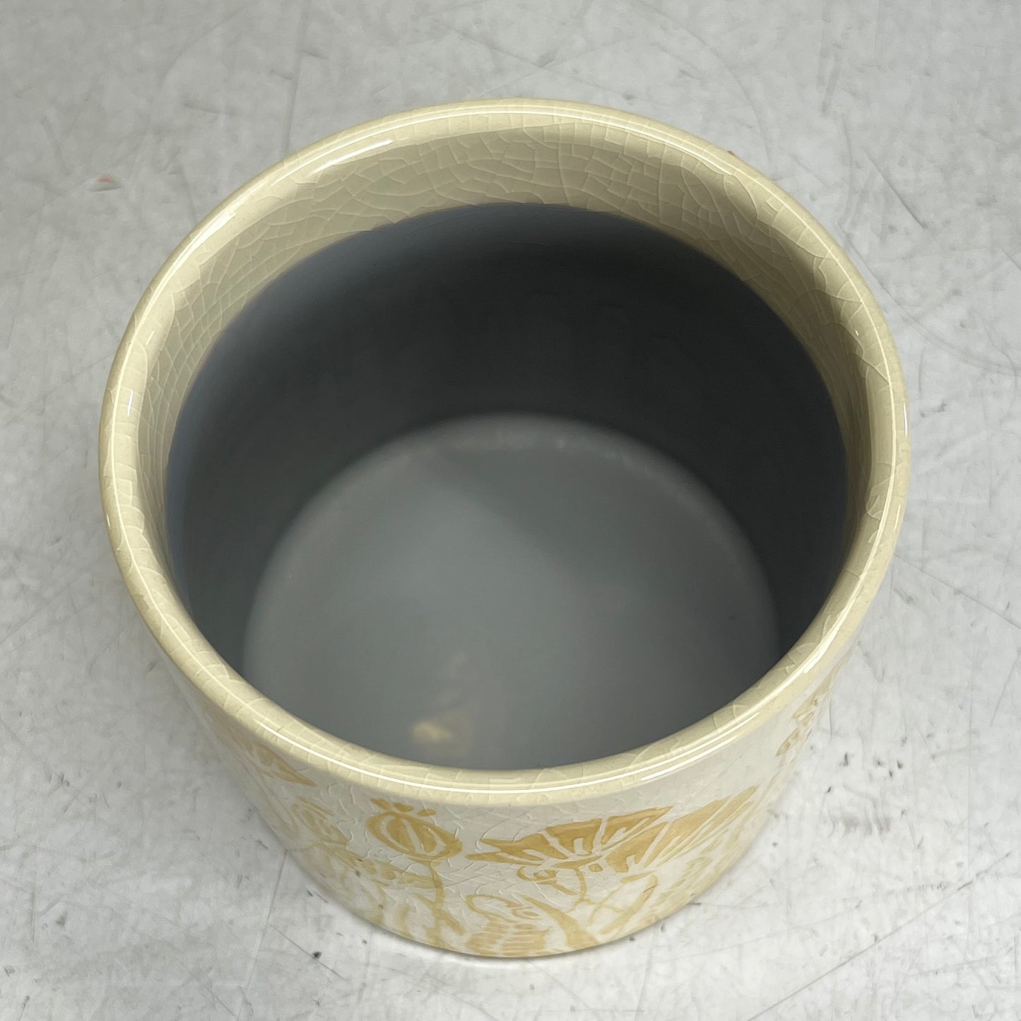 SILVER TREE (4 PACK) Ceramic Crackle Glaze Pots  4.5" x 4" Yellow Floral A11092