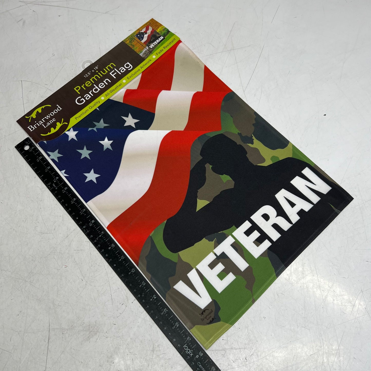 BRIARWOOD LANE Veteran Military Garden Flag Sz 12.5" x 18" Red & White G01604