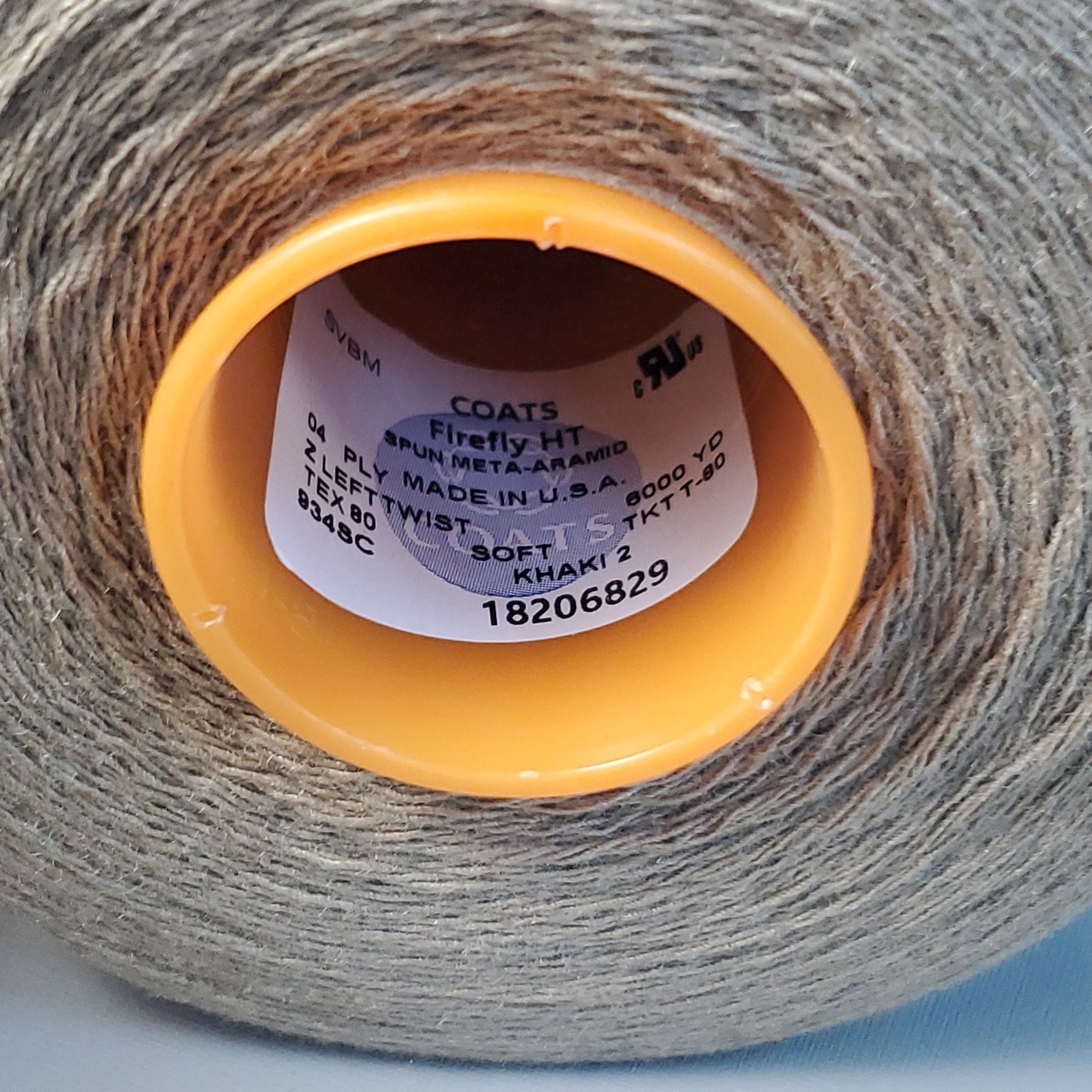 ZA@ COATS Firefly HT Spun Meta-Armid Flame ResistatThread TEX 80 6000 YD Khaki 2 (New) C