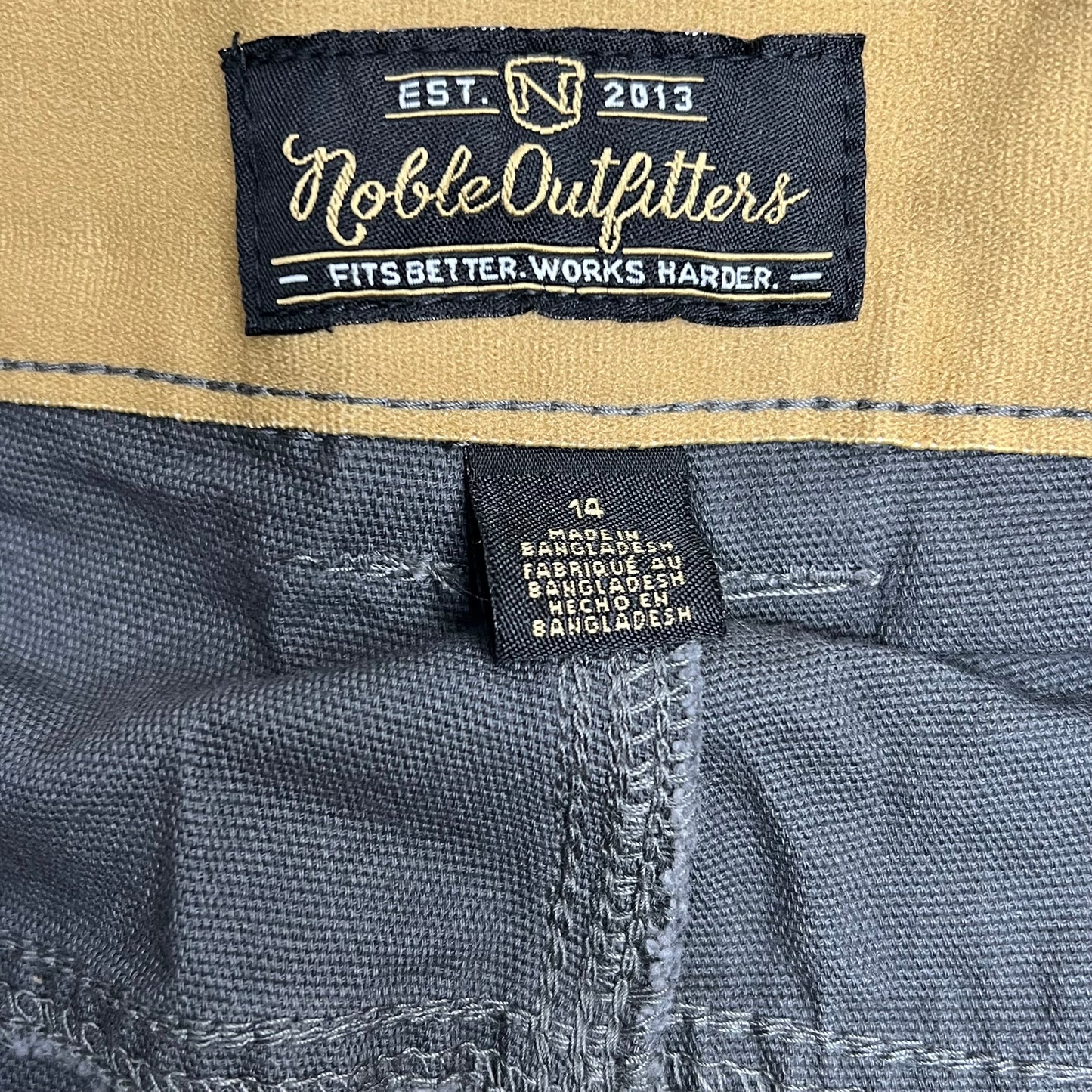 NOBLE OUTFITTERS Tug-Free Stretch Canvas Utility Pant Women's Sz 14 Asphalt 24036