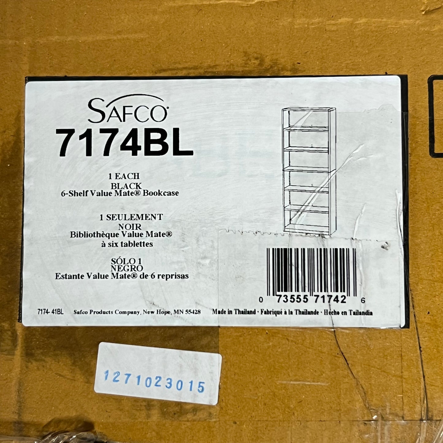 SAFCO Office Furniture 6-Shelf Value Mate Bookcase, Black 7174BL