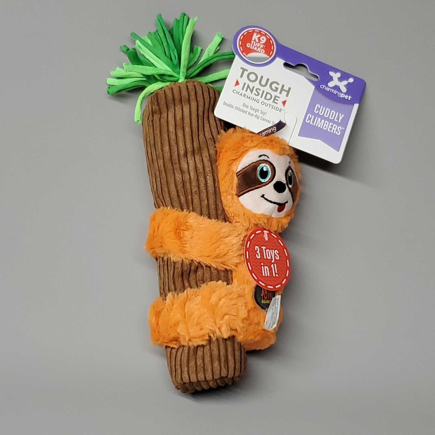 ZA@ CHARMING PET Cuddly Climbers Sloth Plush K9 Tuff Guard Ultra Durable 69988 Orange (New) C