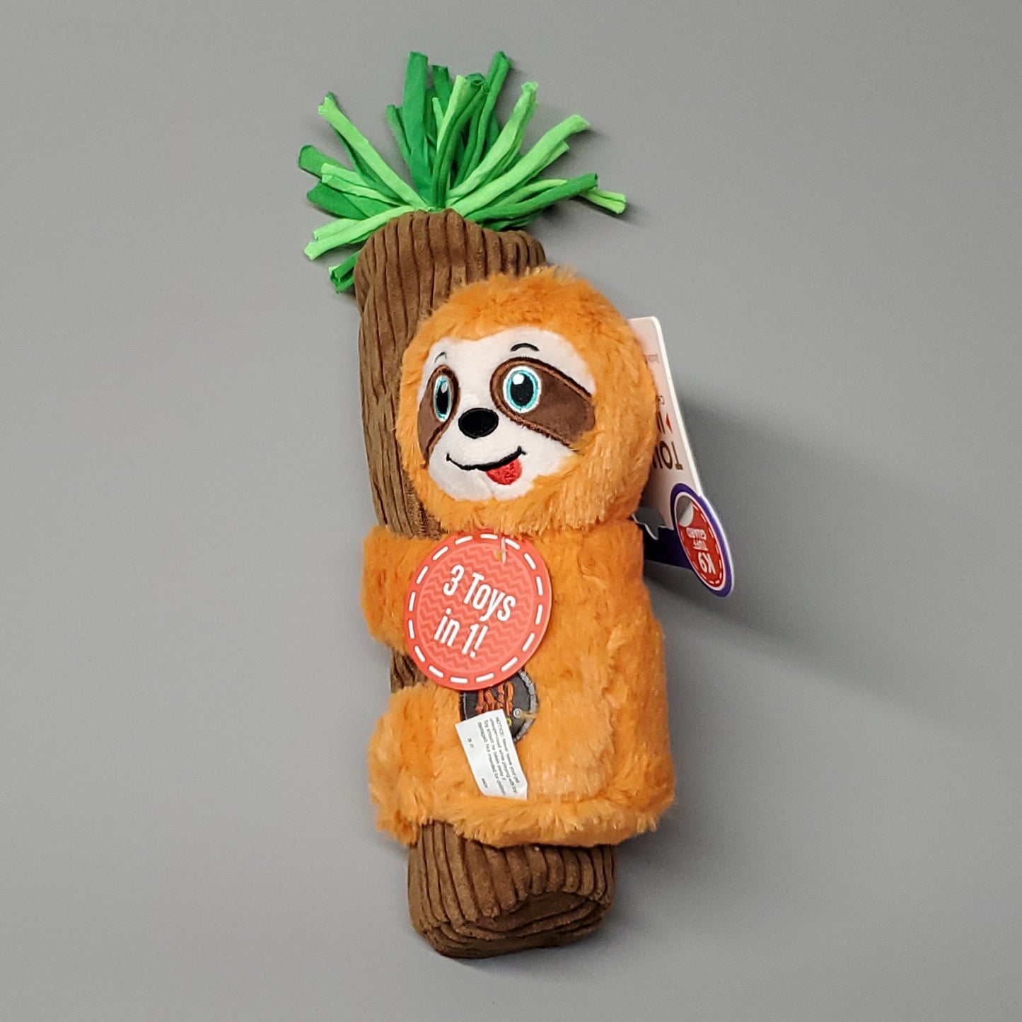 ZA@ CHARMING PET Cuddly Climbers Sloth Plush K9 Tuff Guard Ultra Durable 69988 Orange (New) C