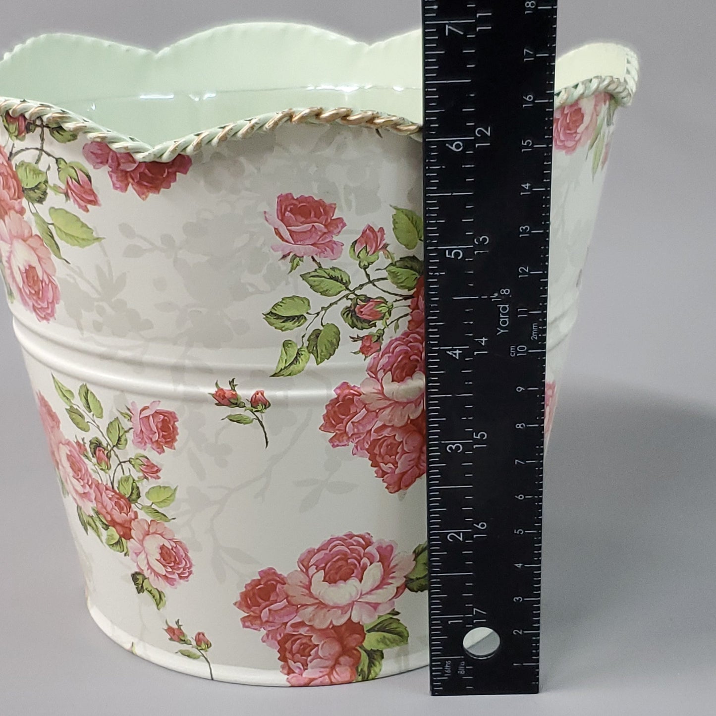 ZA@ 1800FLOWERS 45 Pack Of Damask Metal Buckets/Cans Pink Rose W/ Liners 6” 79232 (New) C