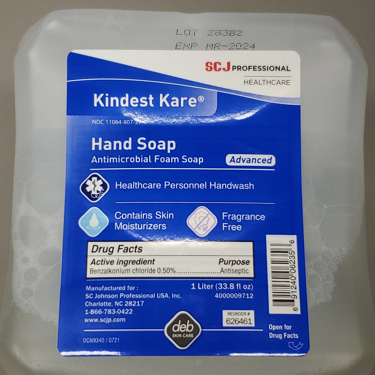 ZA@ SCJ Professional 12 Cartridges Kindest Care Advanced Antimicrobial Foam 1 L (12L Total) 03/24