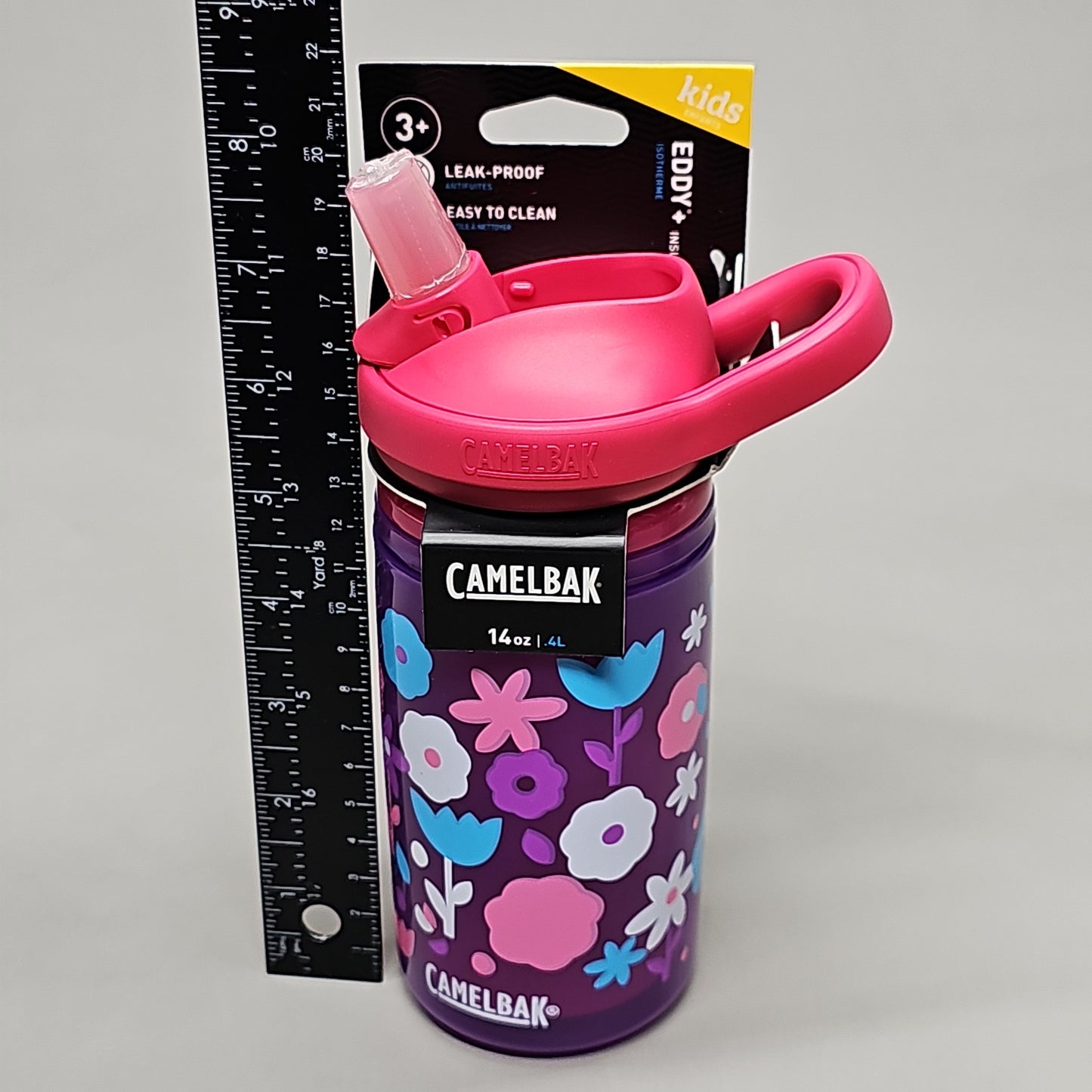 CAMELBAK Eddy+ Kids 14 oz Water Bottle Flip Top Flower Power (New)