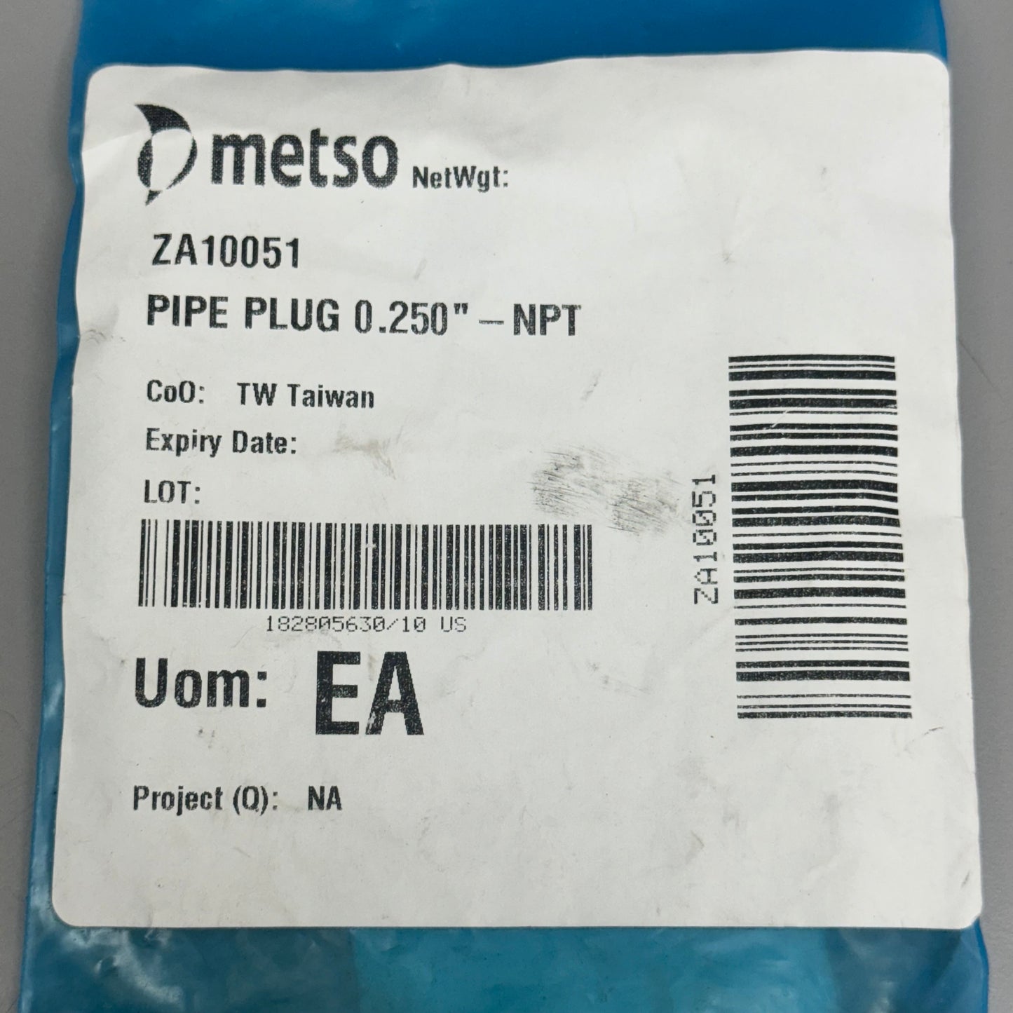 METSO Pipe Plug & Screw Hex Socket N01538300 ZA10051 Size: 2”L Black