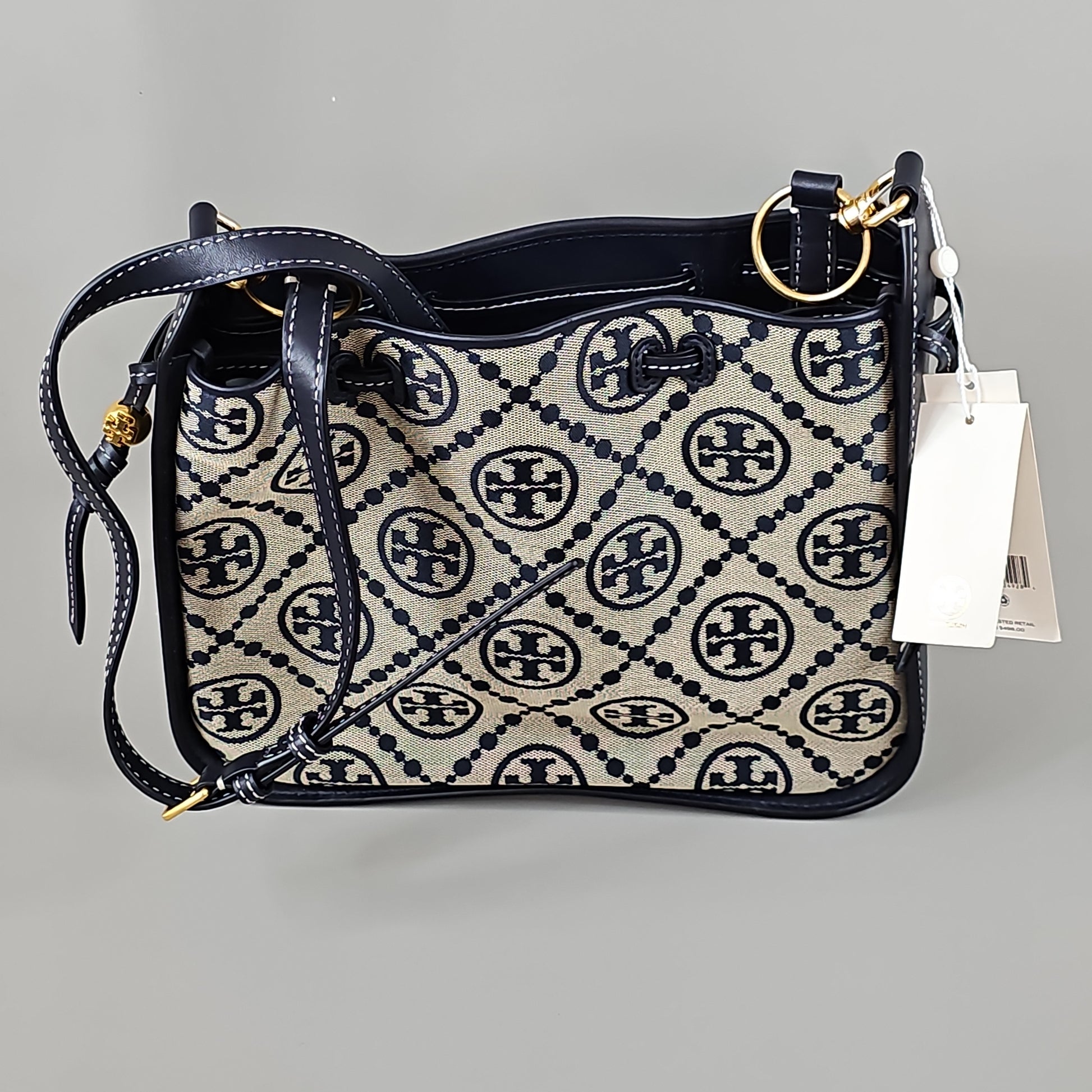 Tory Burch Women's T Monogram Jacquard Shoulder Bag, Tory Navy, Blue,  Print, One Size: Handbags